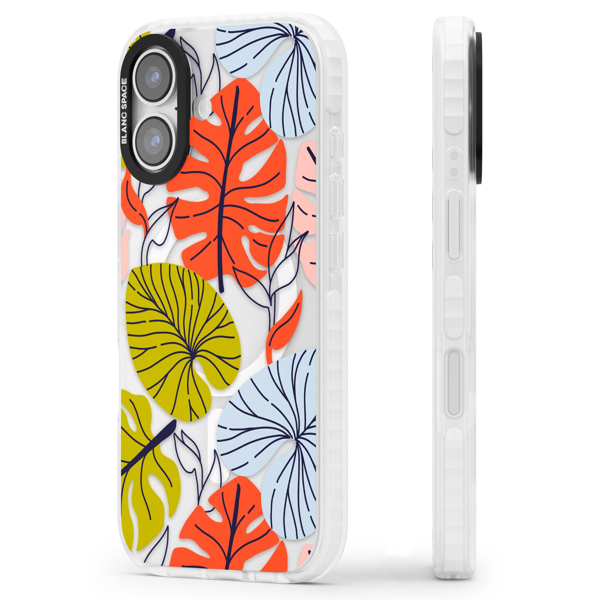 Retro Leaves iPhone 17 Impact Pro Clear Phone Case Side Profile