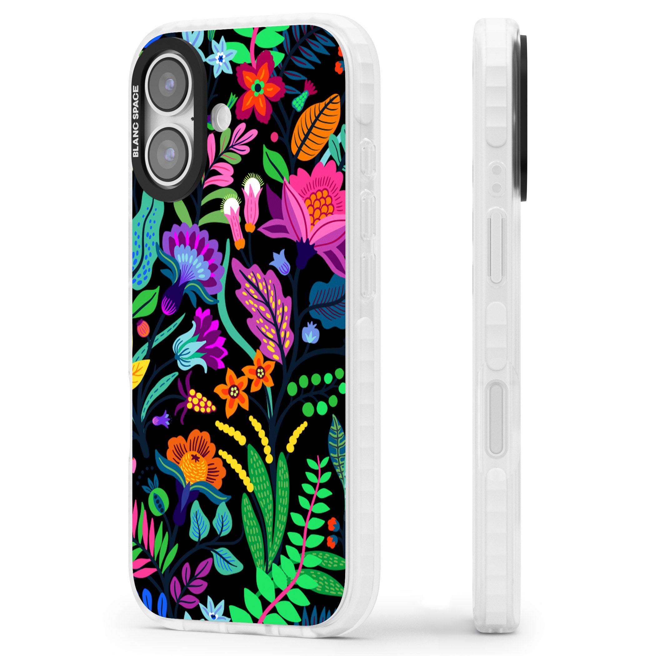 Floral Vibe (Black) iPhone 17 Impact Pro Clear Phone Case Side Profile