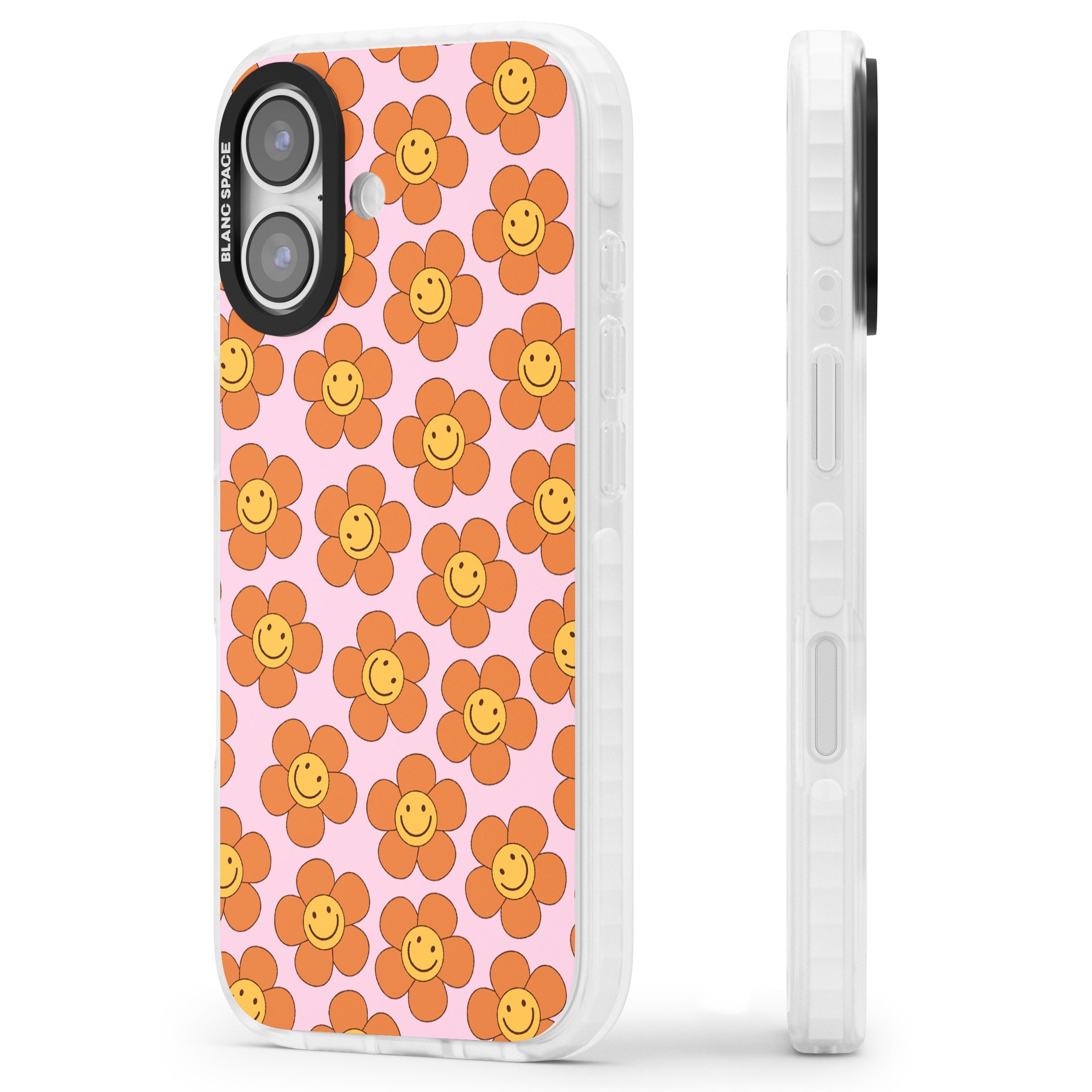 Floral Smiles iPhone 17 Impact Pro Clear Phone Case Side Profile