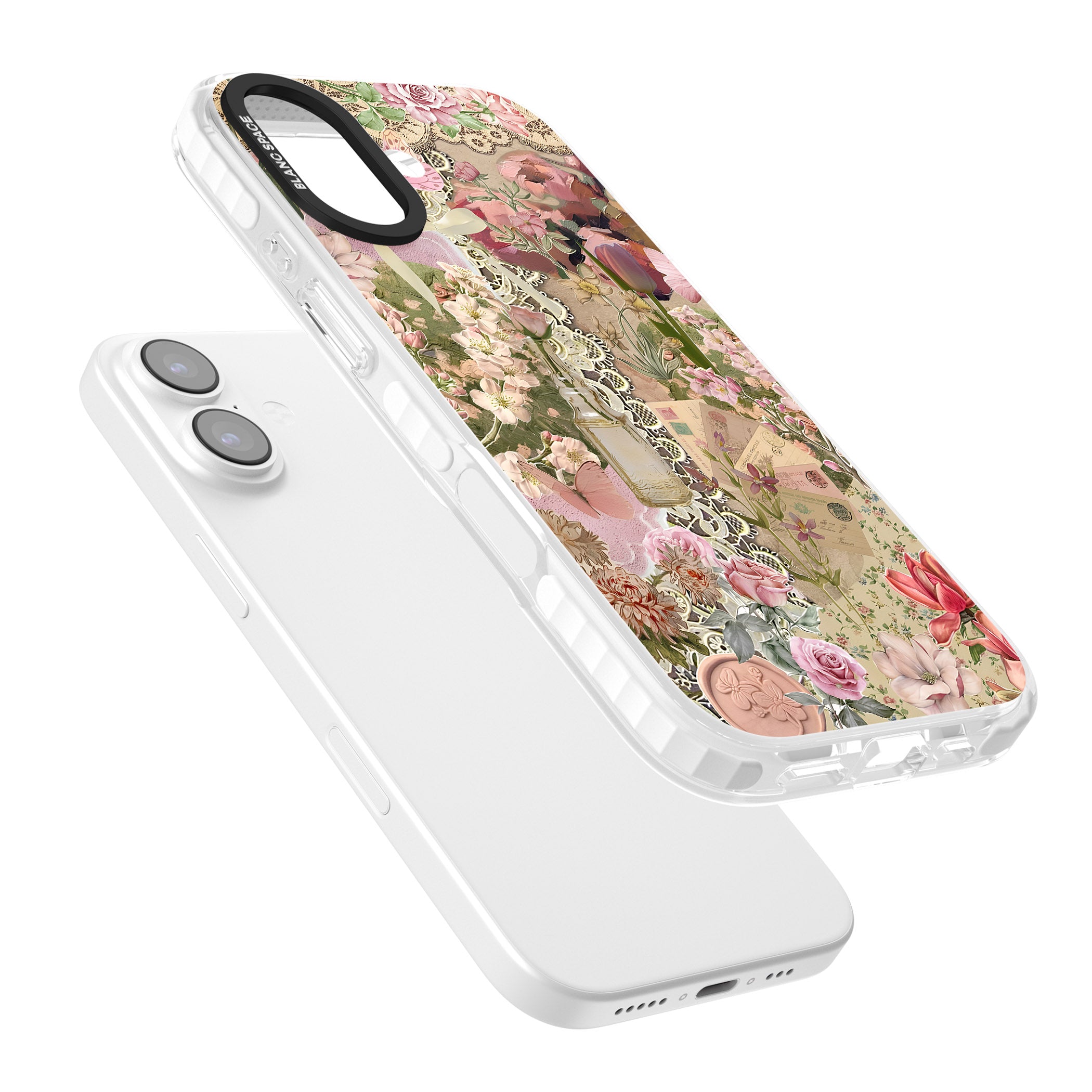 Soft Pink Flower Collage iPhone 17 Impact Pro Clear Phone Case Colours