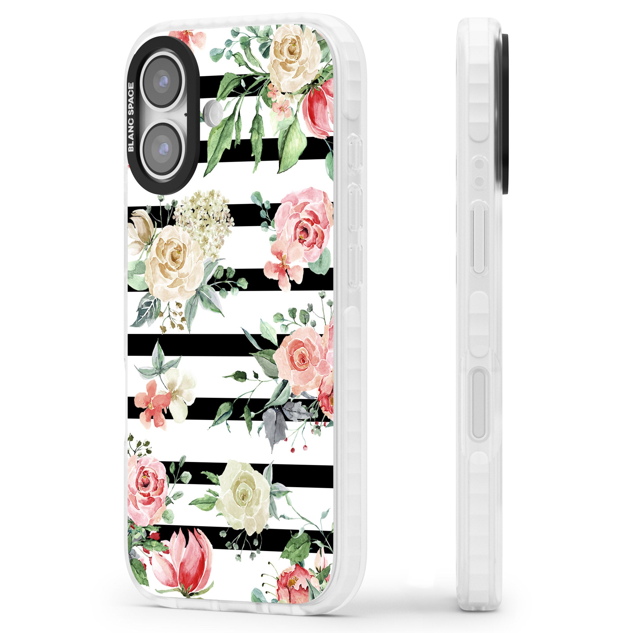 Floral Stripes iPhone 17 Impact Pro Clear Phone Case Side Profile