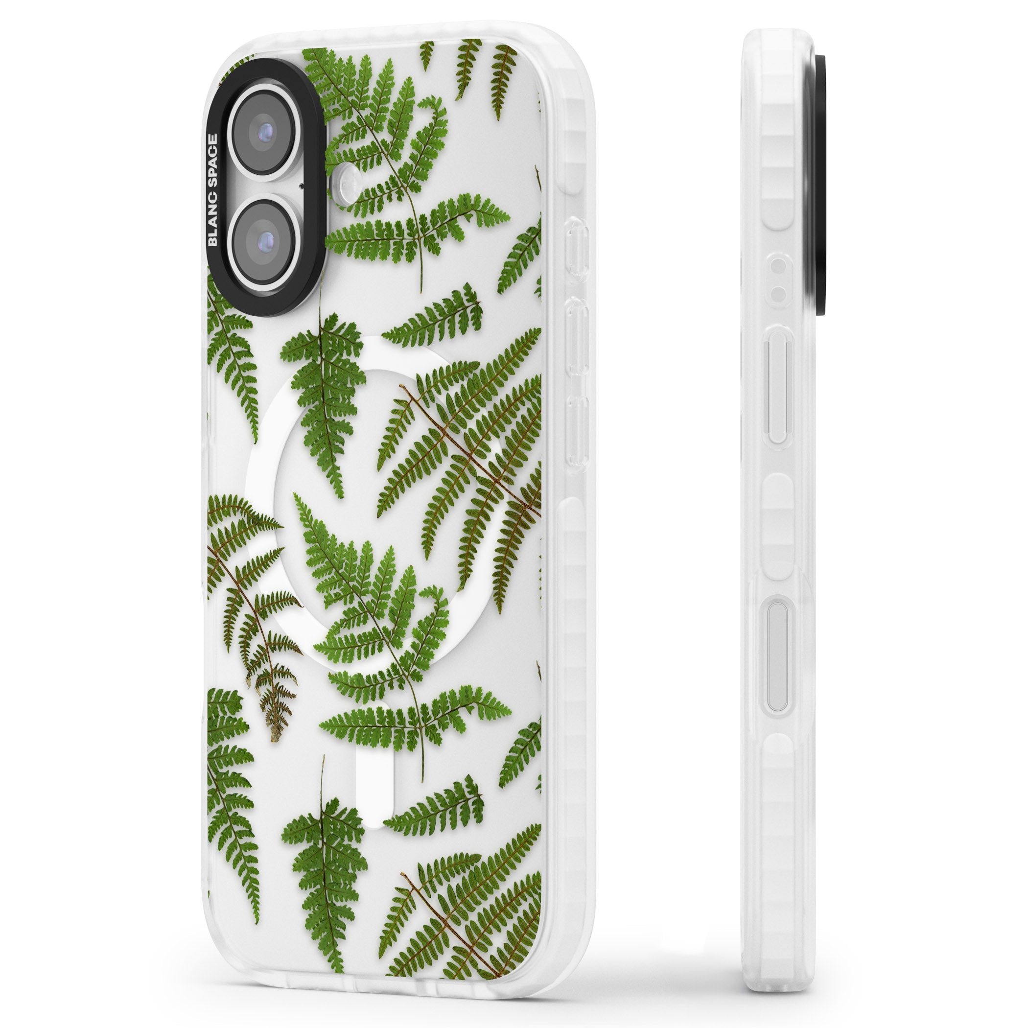 Leafy Ferns iPhone 17 Impact Pro Clear Phone Case Side Profile