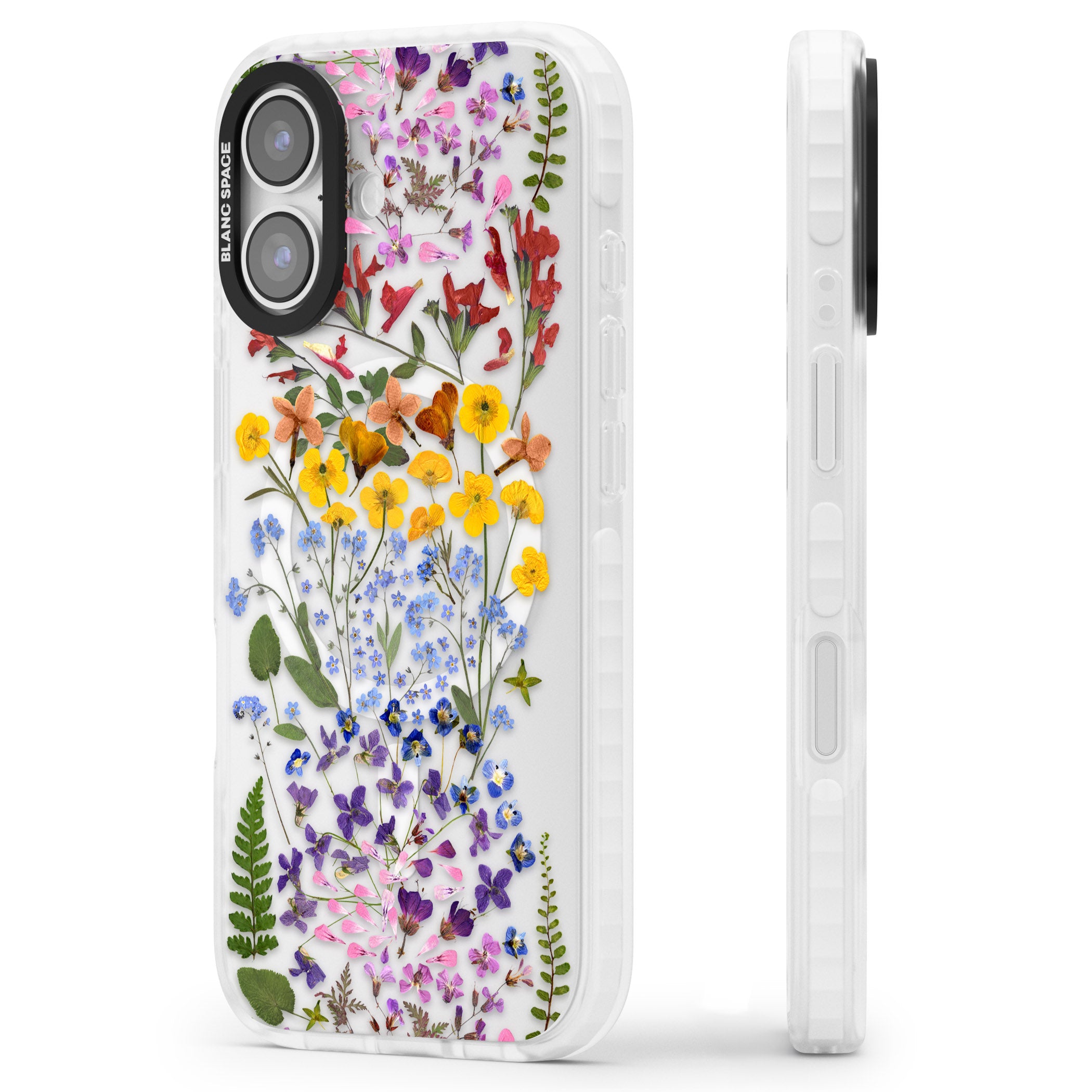 Pressed Wildflower Stripe iPhone 17 Impact Pro Clear Phone Case Side Profile