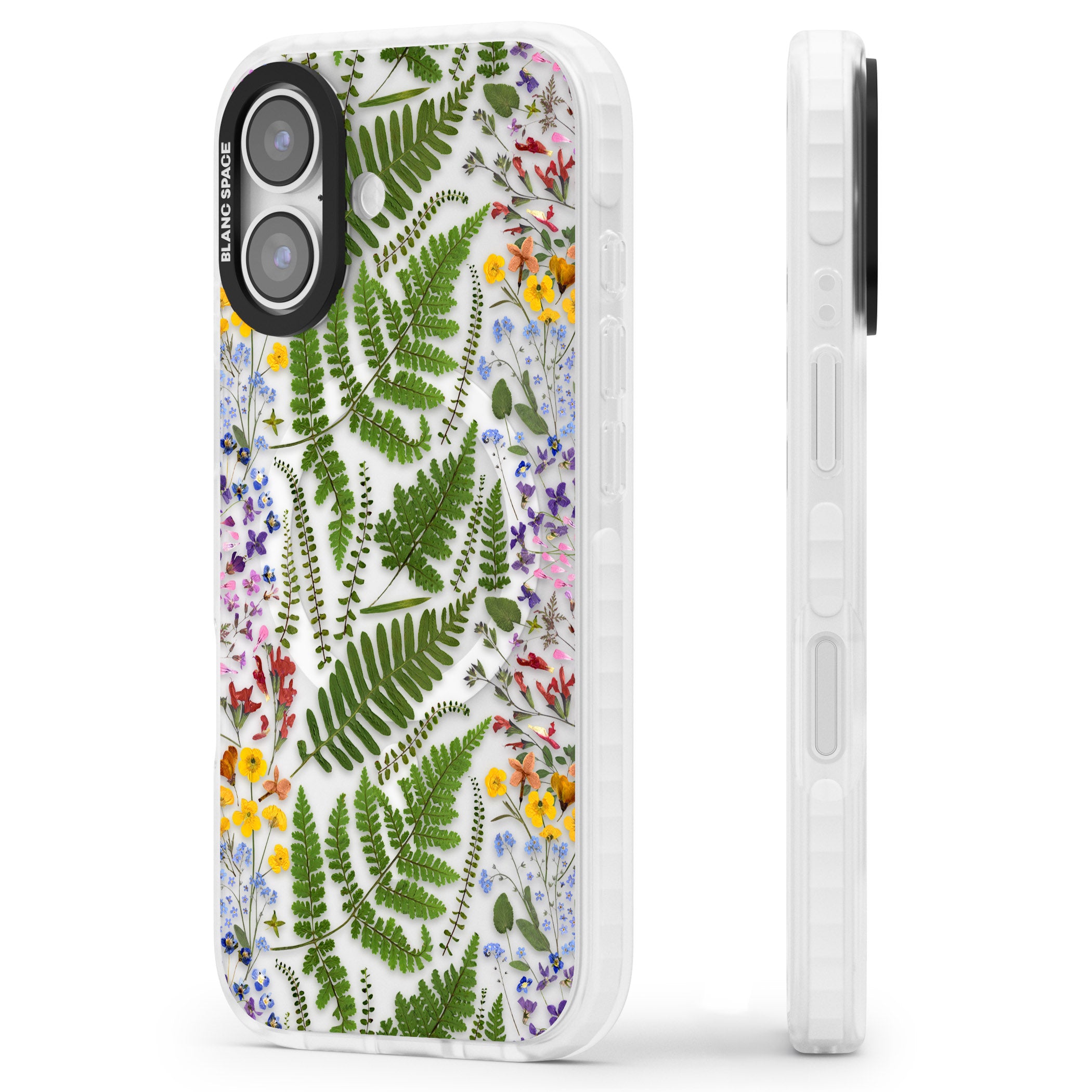 Botanical Fern & Floral iPhone 17 Impact Pro Clear Phone Case Side Profile