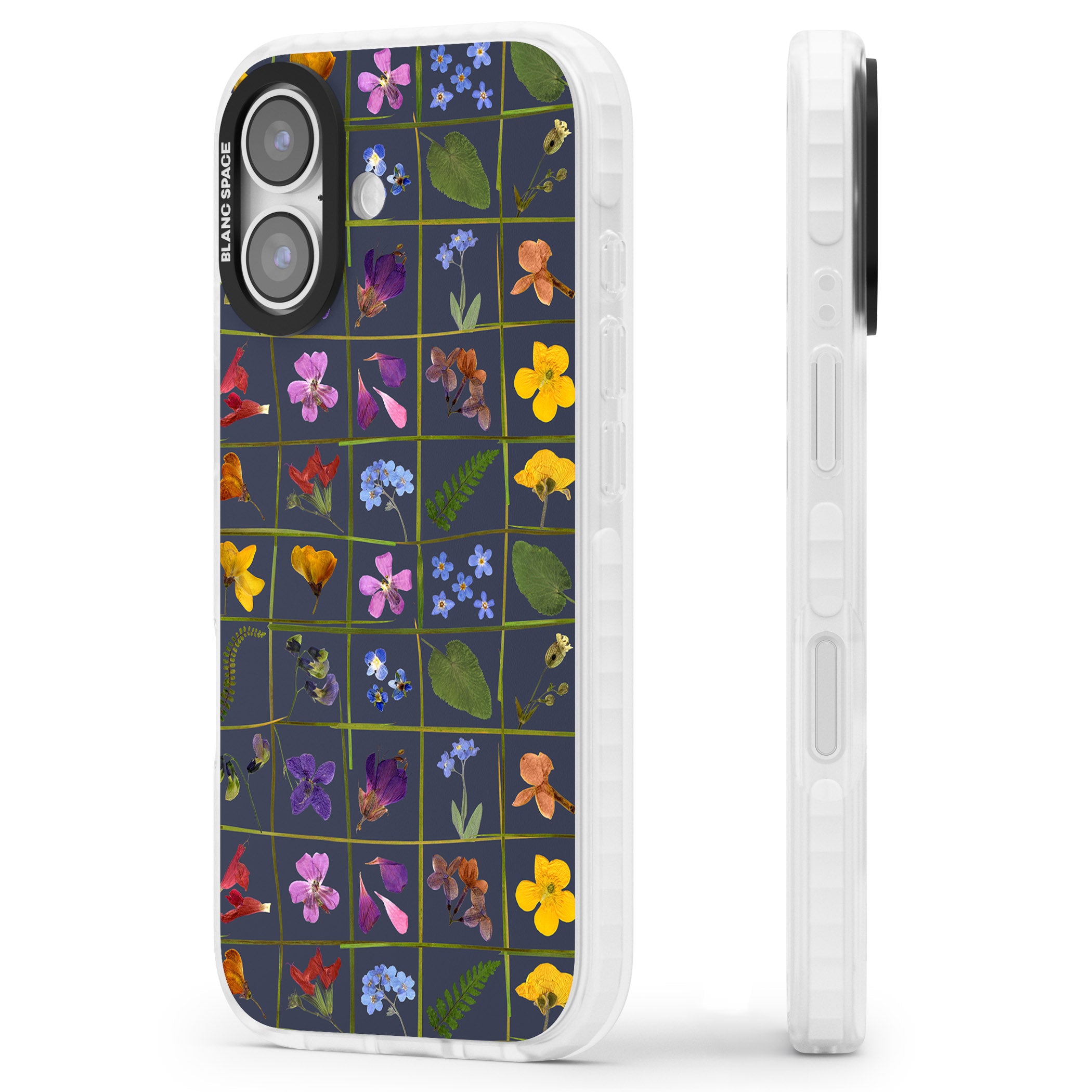 Wildflower Grid iPhone 17 Impact Pro Clear Phone Case Side Profile