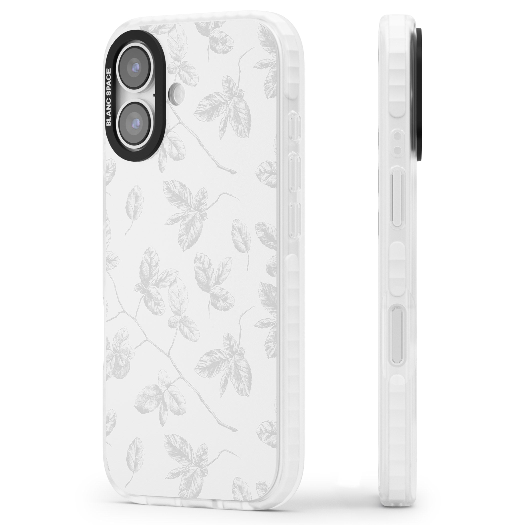 Grey Vine Botanical iPhone 17 Impact Pro Clear Phone Case Side Profile