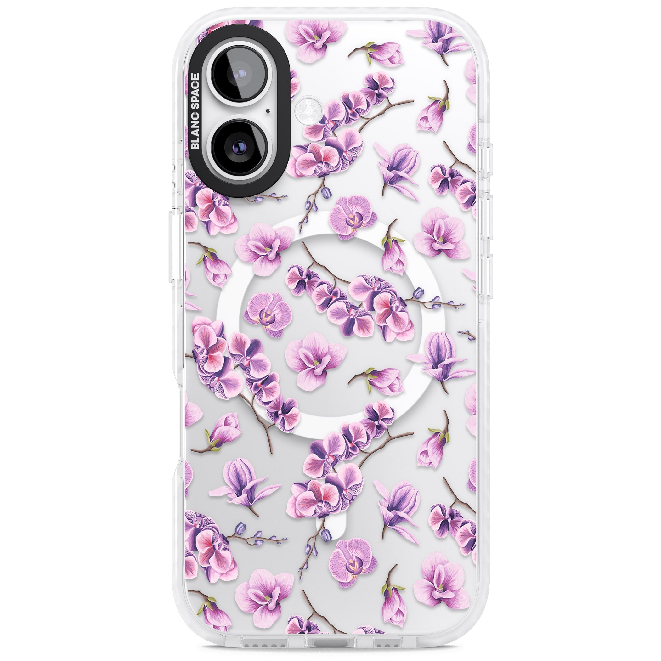 Purple Orchids Floral iPhone 17 Impact Pro Clear Phone Case