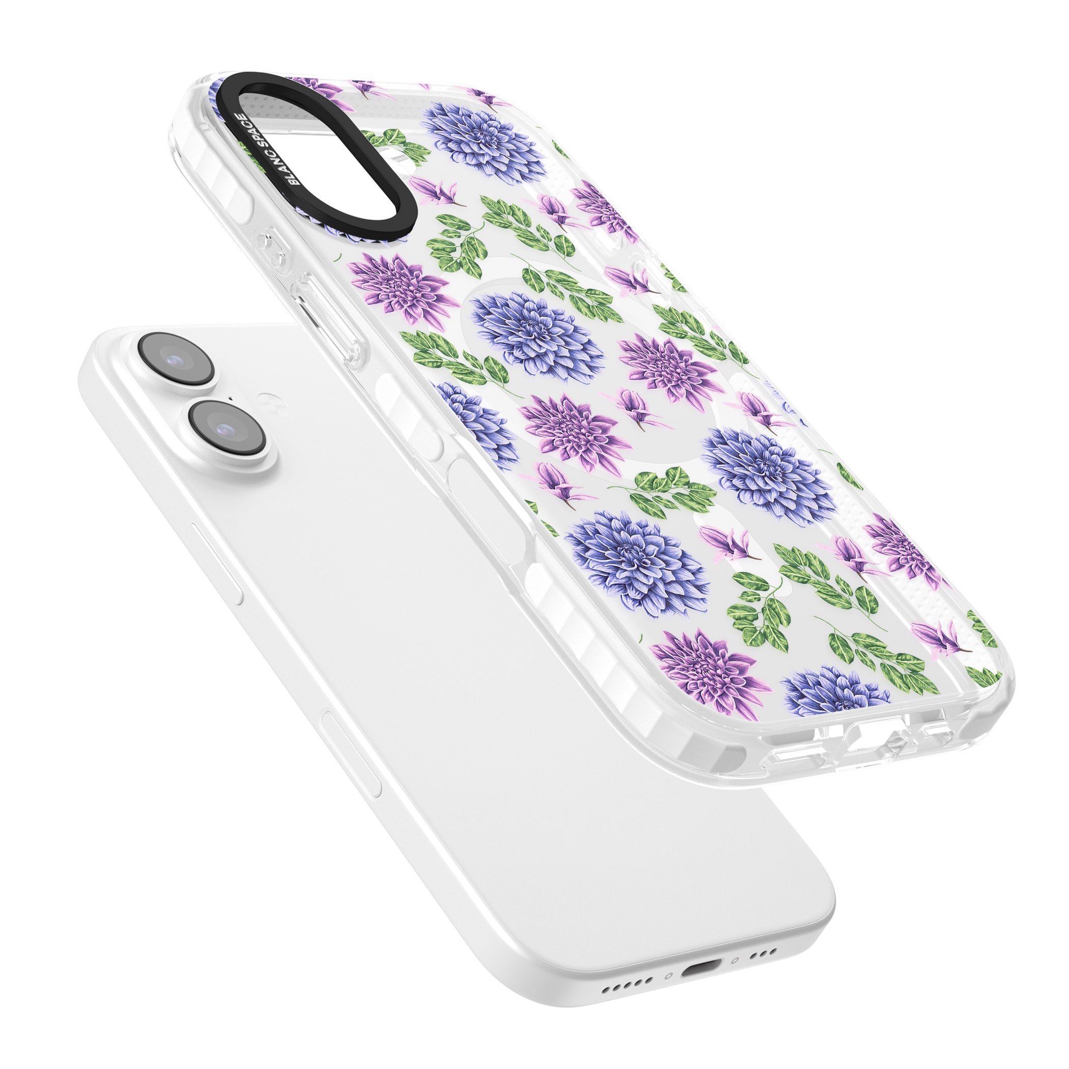Purple Dahlias Floral iPhone 17 Impact Pro Clear Phone Case Colours