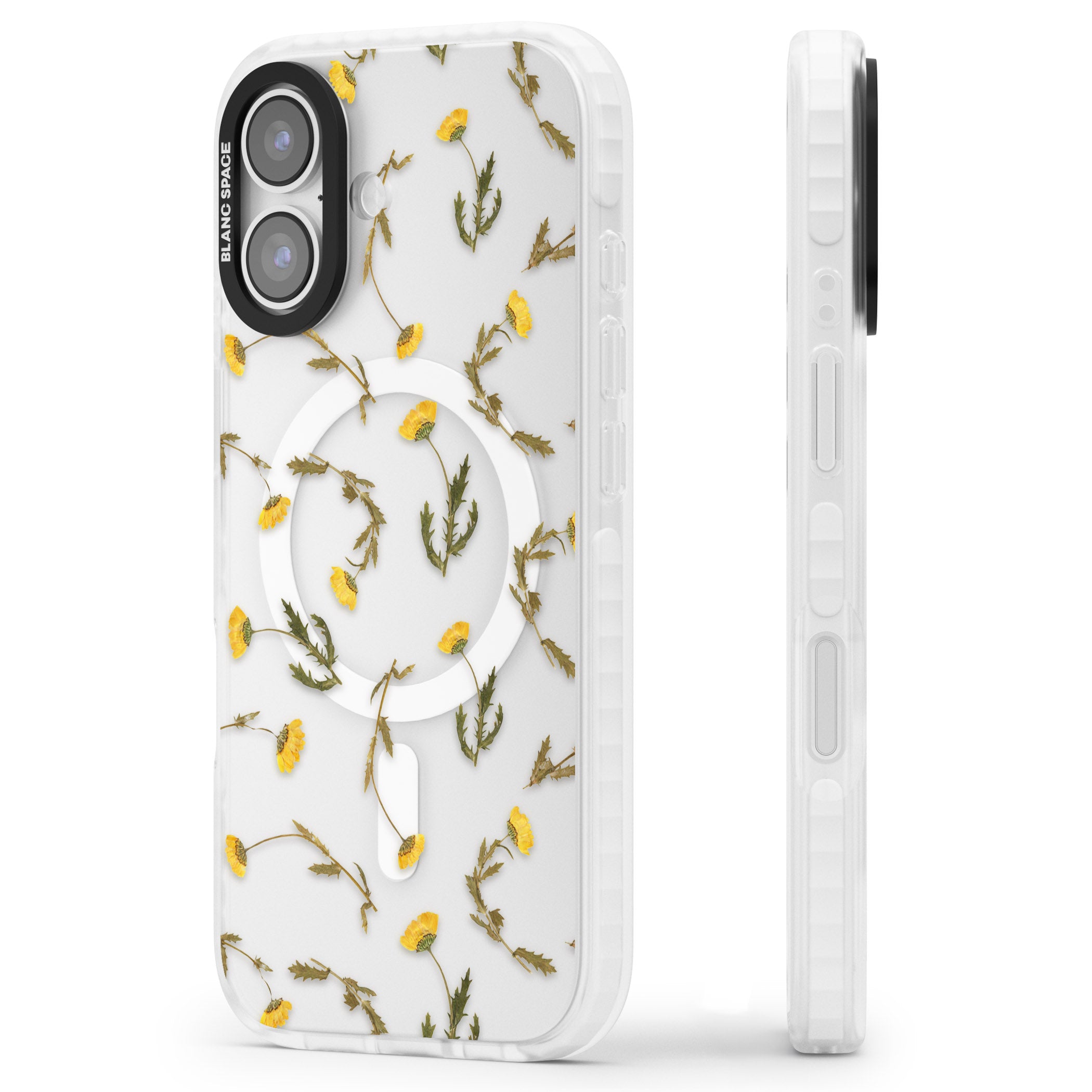 Wildflower Yellow iPhone 17 Impact Pro Clear Phone Case Side Profile