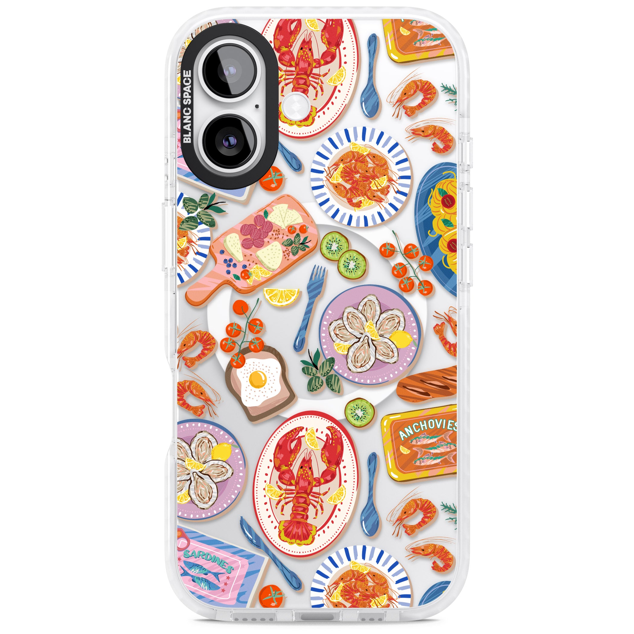 Seafood Pattern iPhone 17 Impact Pro Clear Phone Case
