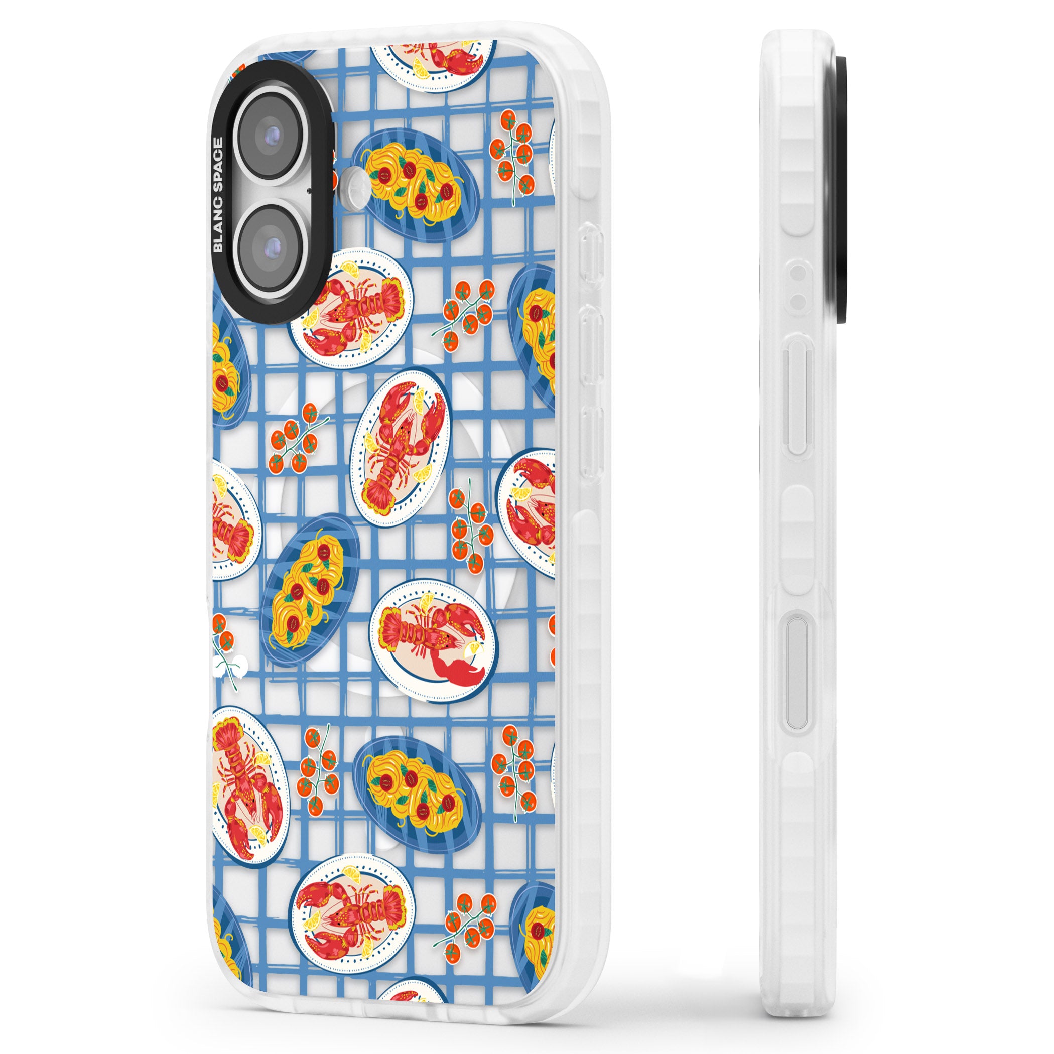 Lobster & Pasta Picnic iPhone 17 Impact Pro Clear Phone Case Side Profile