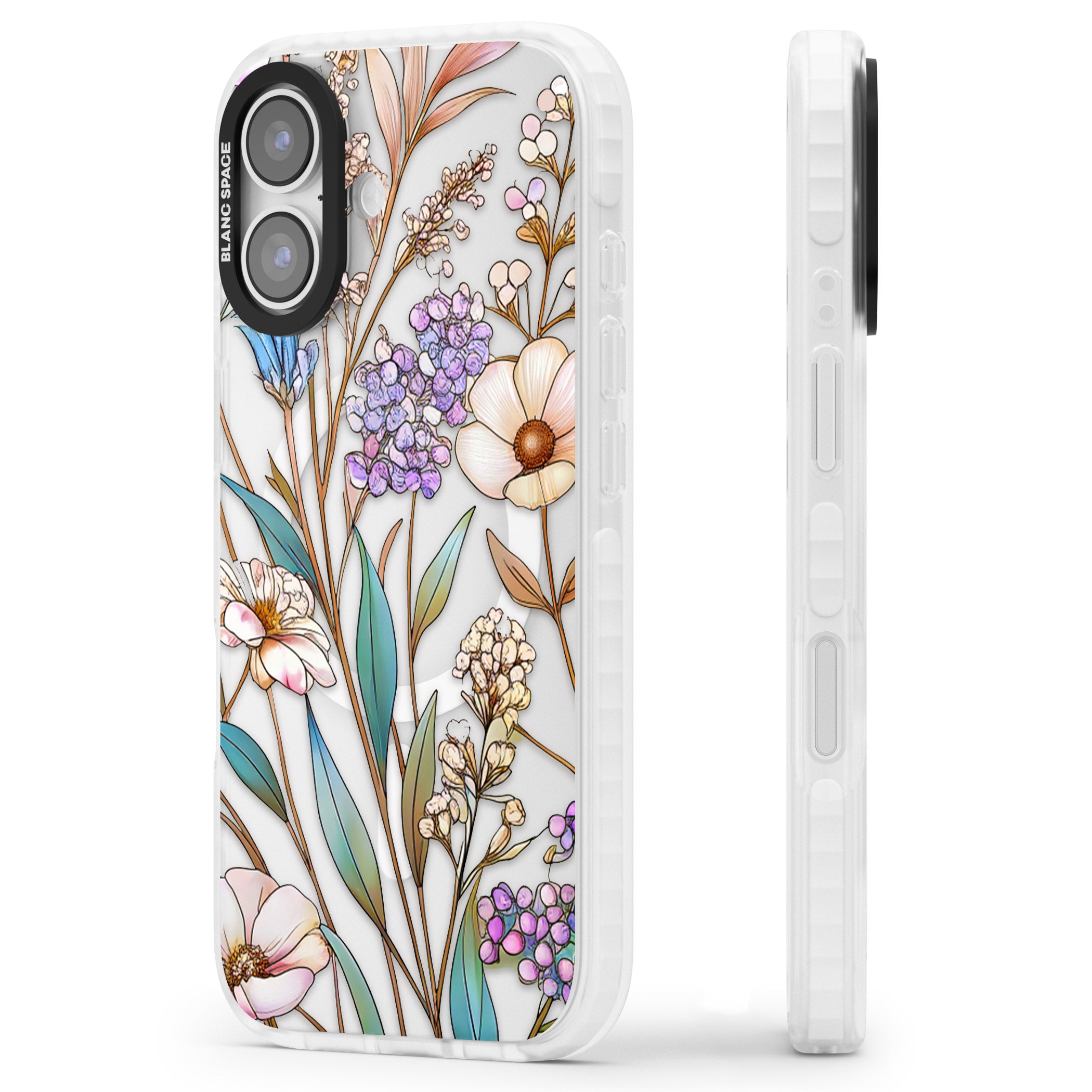 Glass Wildflower Mix iPhone 17 Impact Pro Clear Phone Case Side Profile