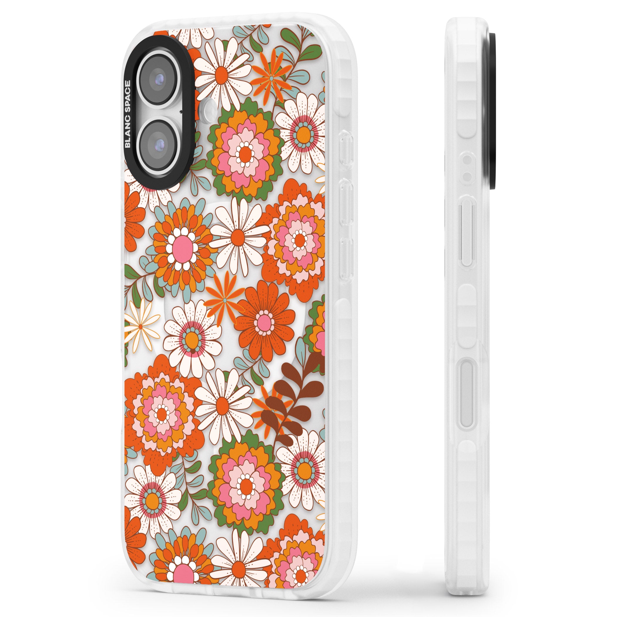 Seventies Bloom iPhone 17 Impact Pro Clear Phone Case Side Profile