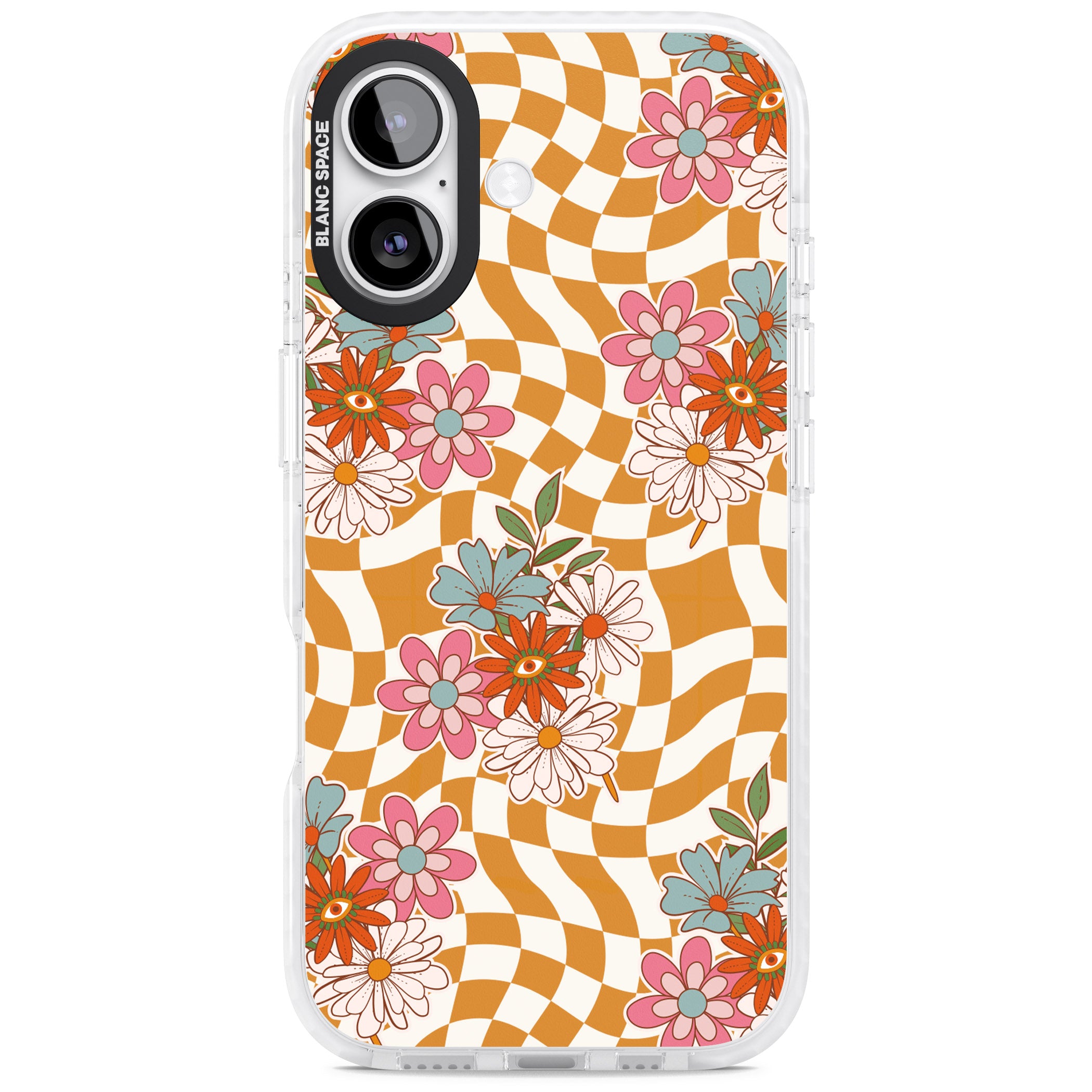 Wavy Checked Bloom iPhone 17 Impact Pro Clear Phone Case