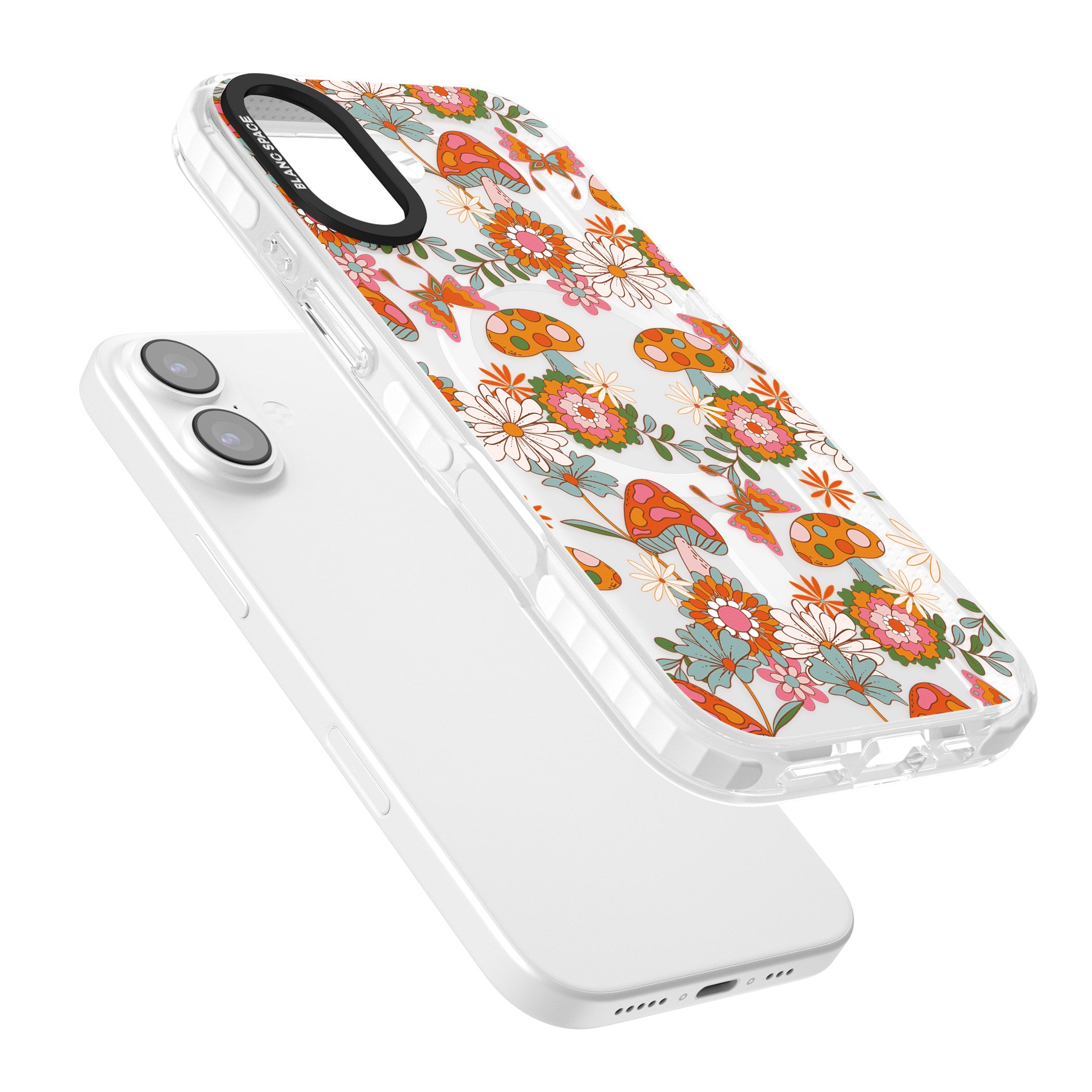 Groovy Shrooms & Flowers iPhone 17 Impact Pro Clear Phone Case Colours