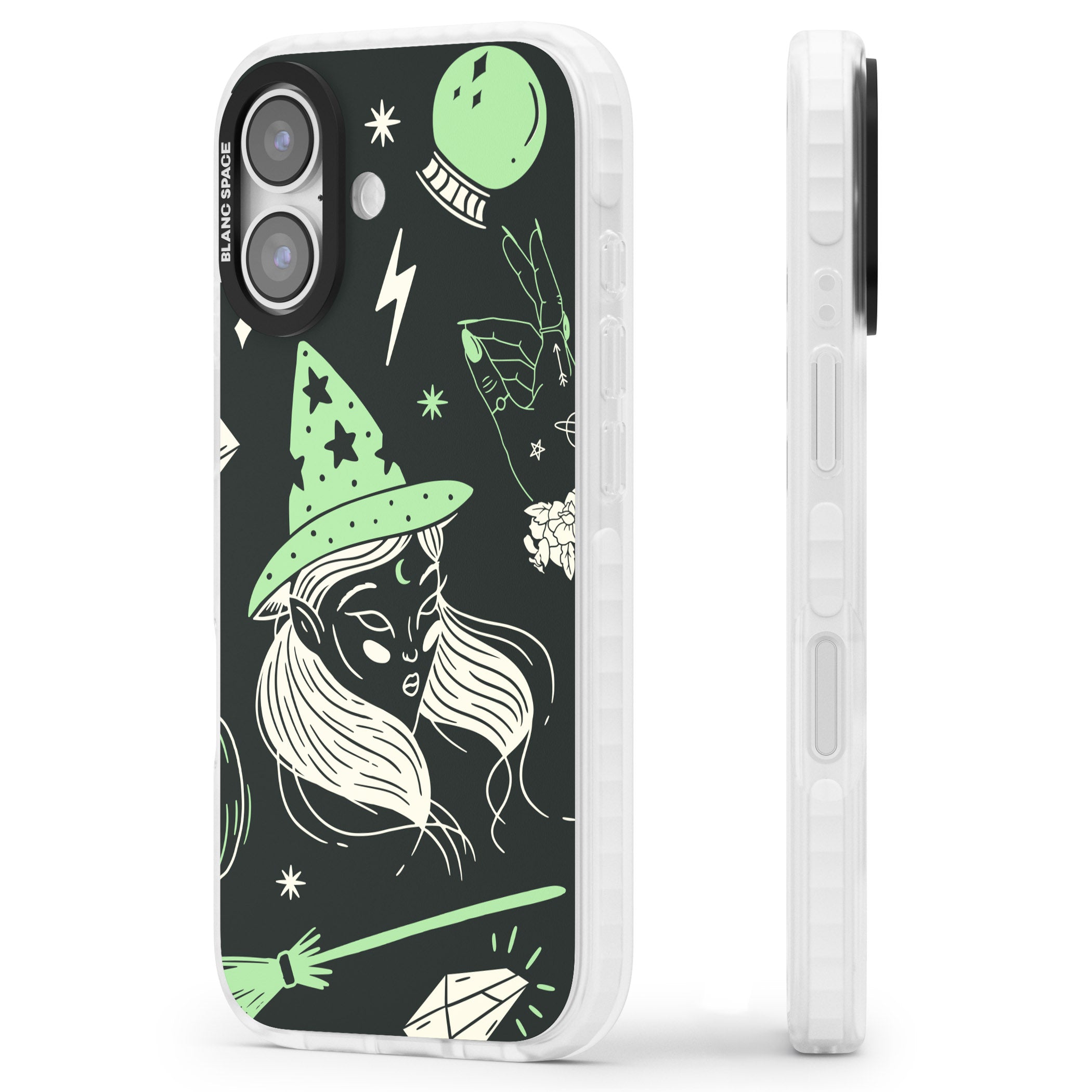 Astrology Witch Pattern iPhone 17 Impact Pro Clear Phone Case Side Profile