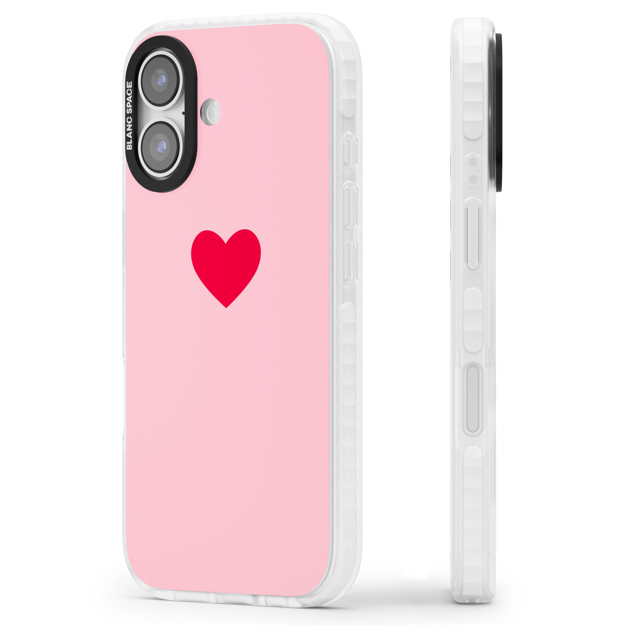 Red & Pink Heart iPhone 17 Impact Pro Clear Phone Case Side Profile