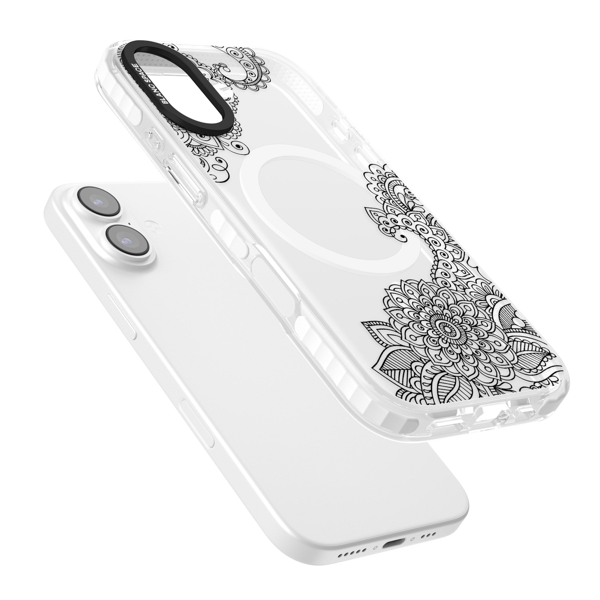 Black Henna Botanicals iPhone 17 Impact Pro Clear Phone Case Colours