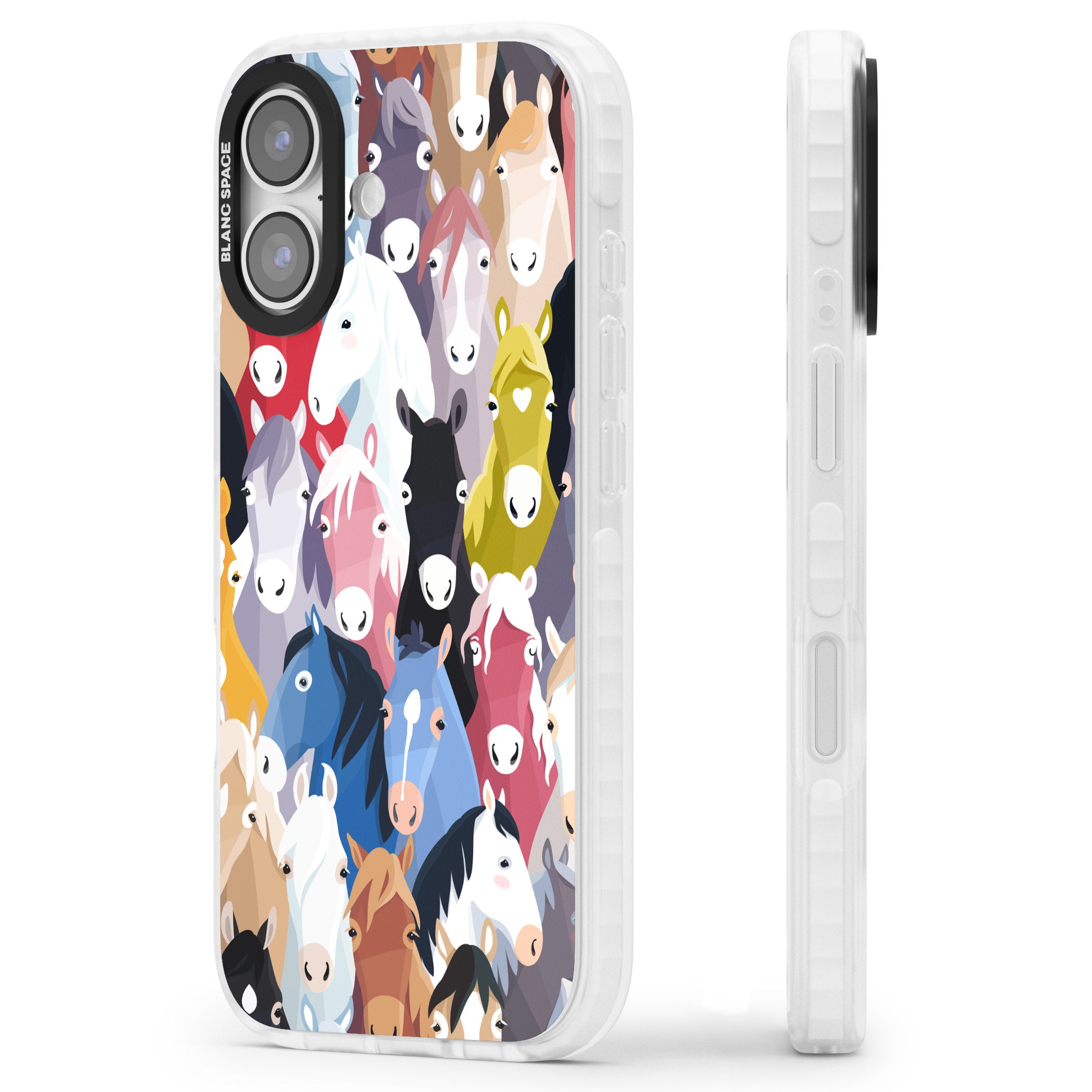 Colourful Horse Pattern iPhone 17 Impact Pro Clear Phone Case Side Profile