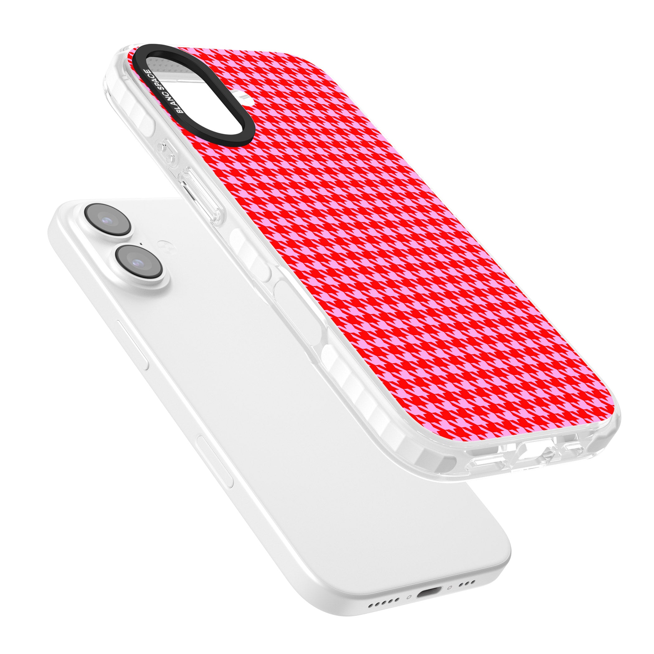 Neon Pink & Red Houndstooth iPhone 17 Impact Pro Clear Phone Case Colours