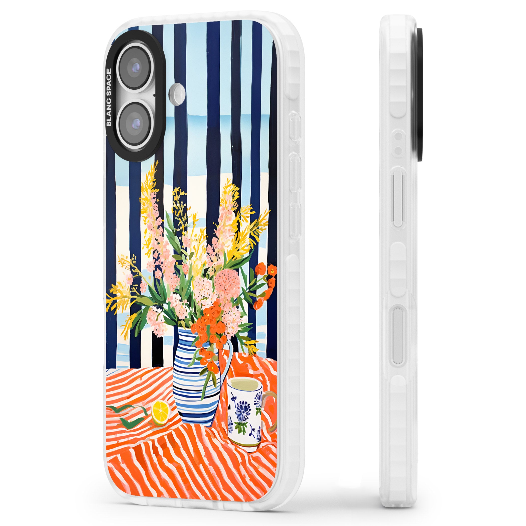 Seaside Flowers iPhone 17 Impact Pro Clear Phone Case Side Profile