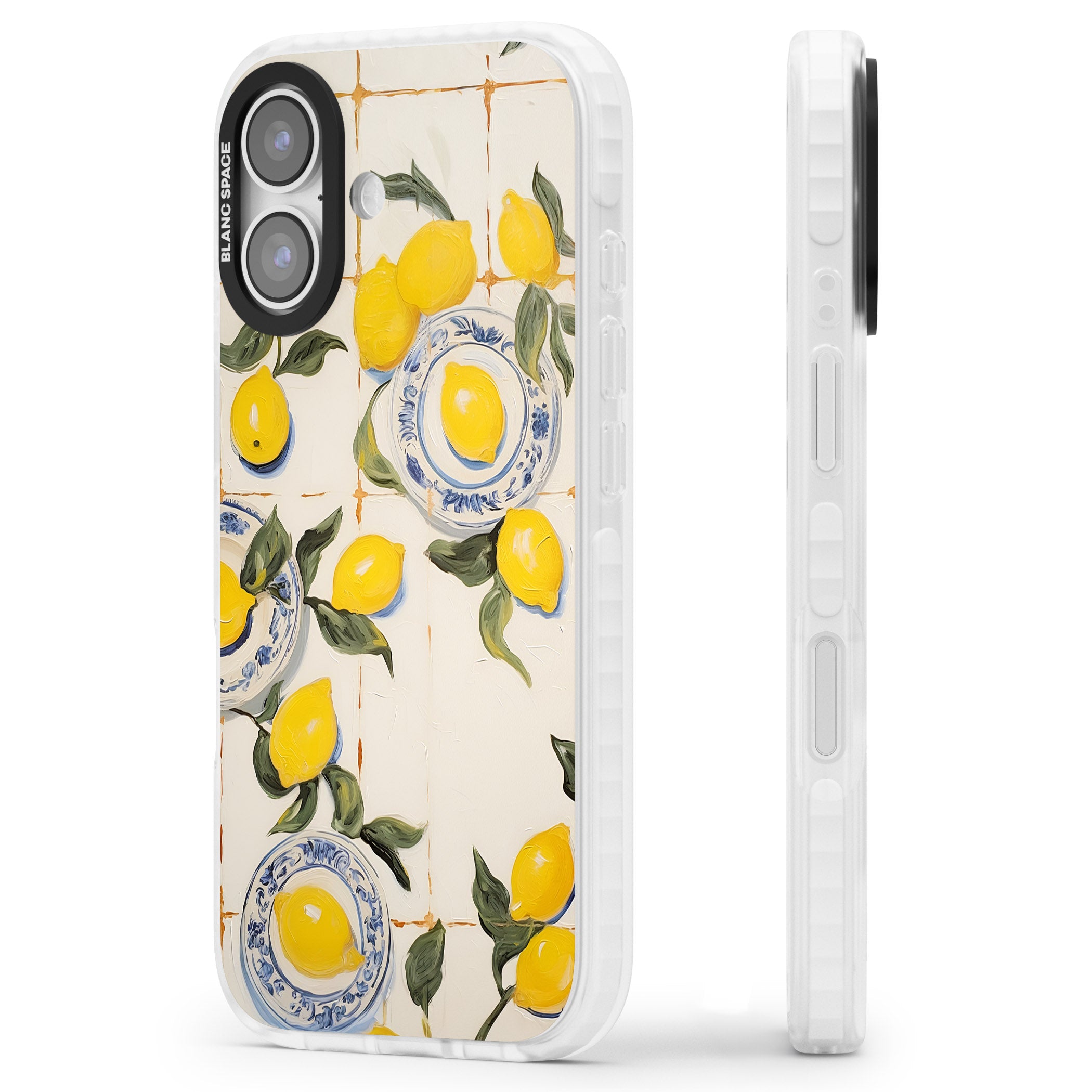 Lemons & Porcelain iPhone 17 Impact Pro Clear Phone Case Side Profile
