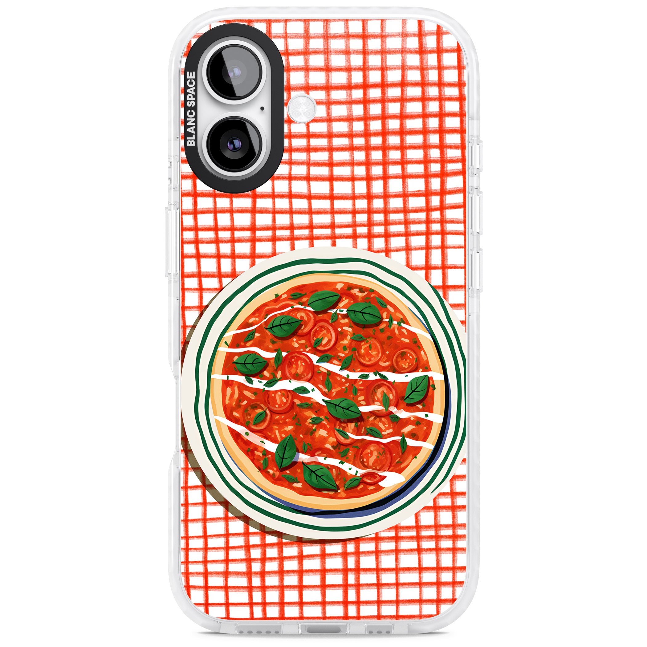 Margherita On Red Check iPhone 17 Impact Pro Clear Phone Case