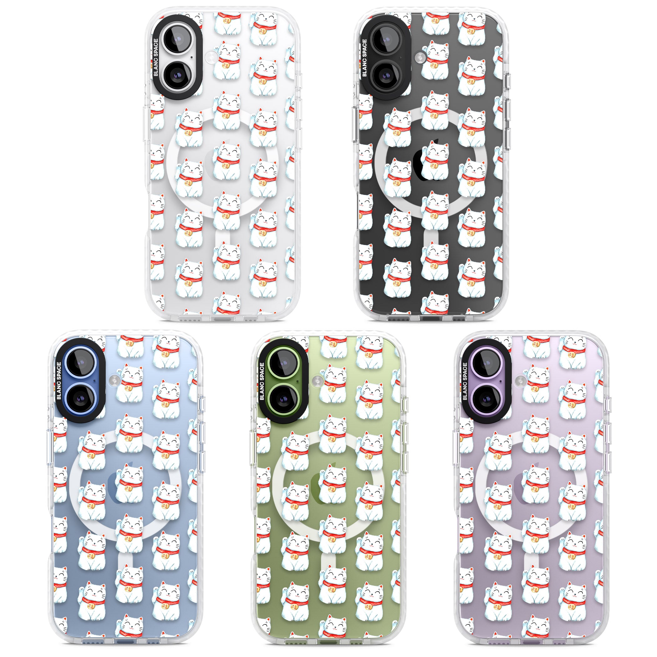 Lucky Cat Pattern iPhone 17 Impact Pro Clear Phone Case APT Impact Protection