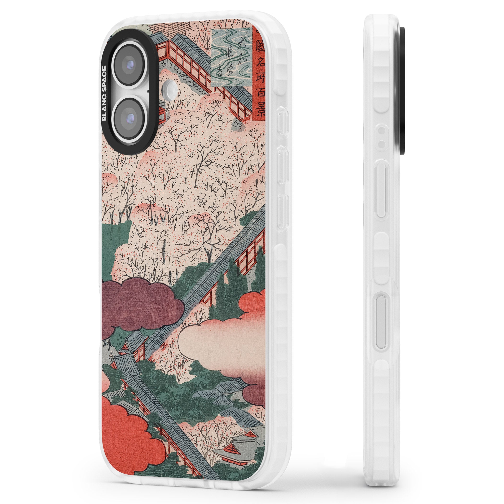 Vintage Japanese Illustrations Japanese City iPhone 17 Impact Pro Clear Phone Case Side Profile
