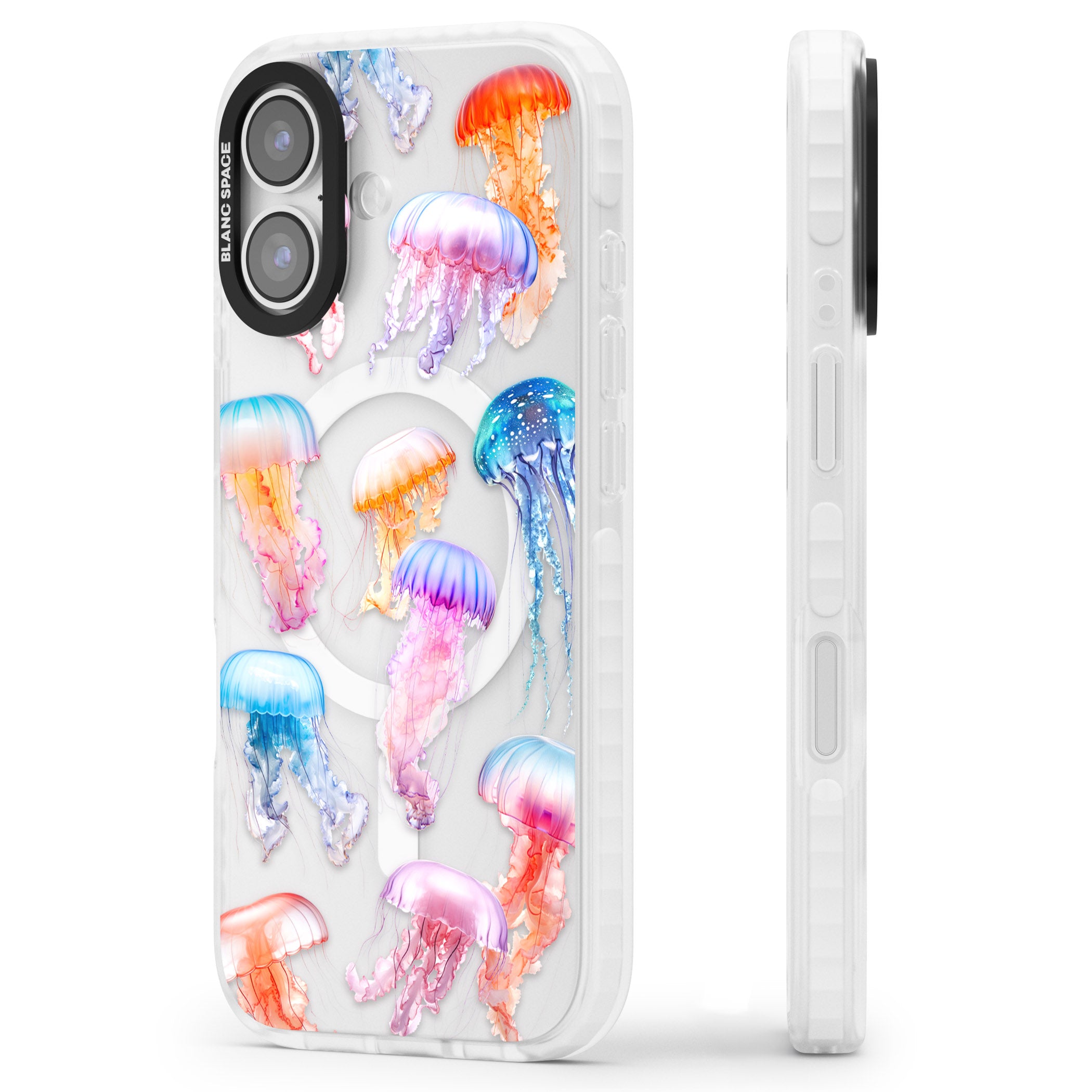 Vibrant Jellyfish iPhone 17 Impact Pro Clear Phone Case Side Profile