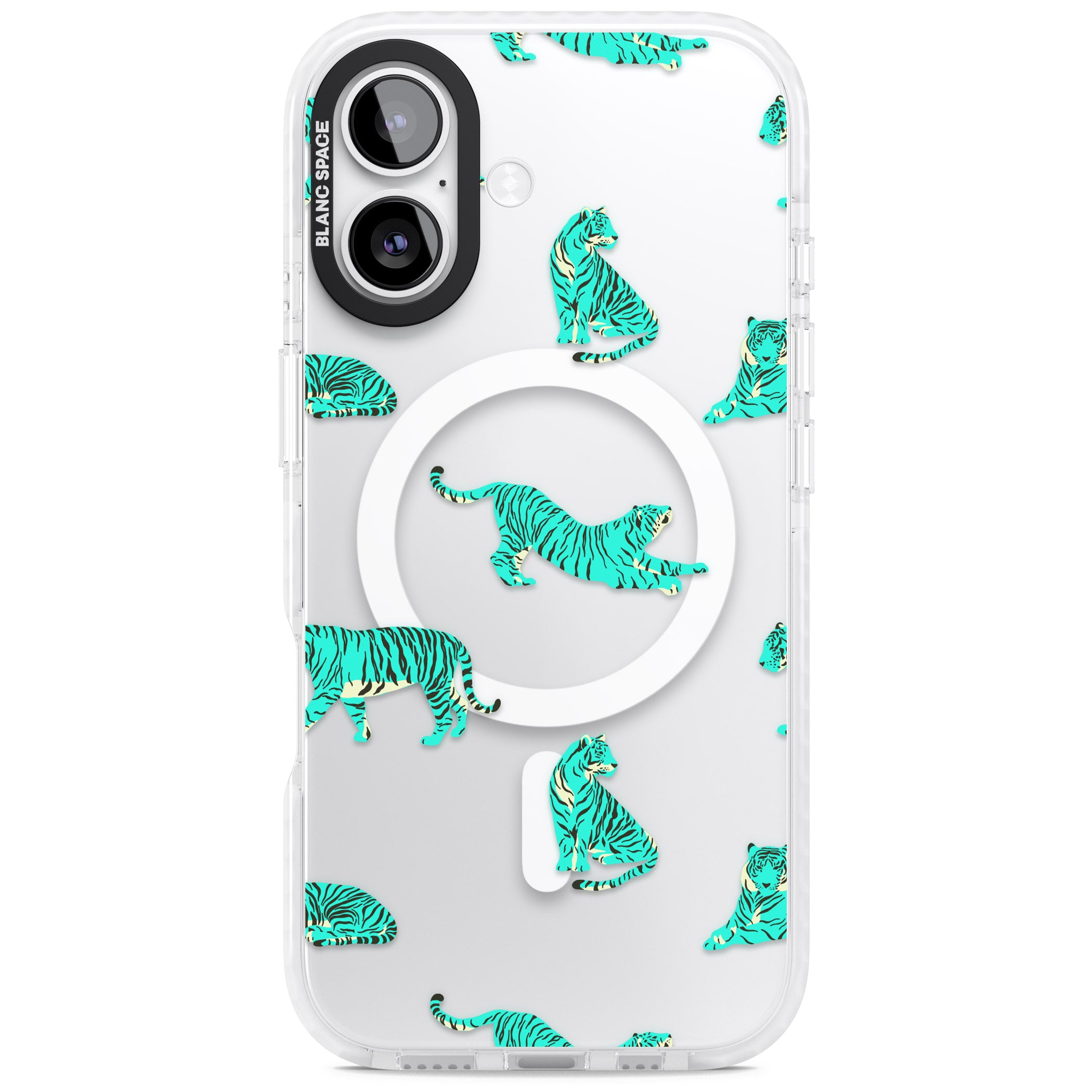 Turquoise Tiger iPhone 17 Impact Pro Clear Phone Case
