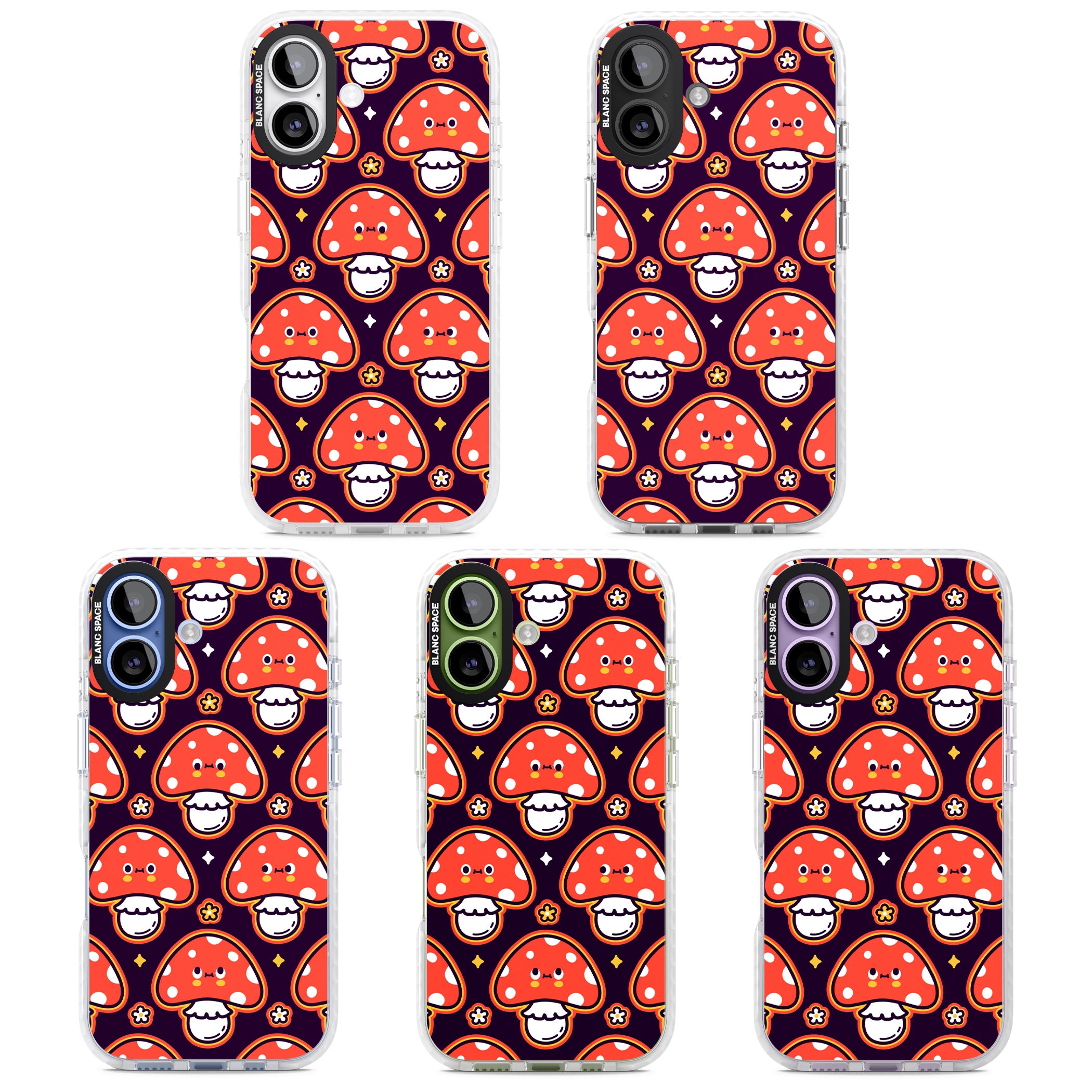 Mushroom Kawaii Pattern iPhone 17 Impact Pro Clear Phone Case APT Impact Protection