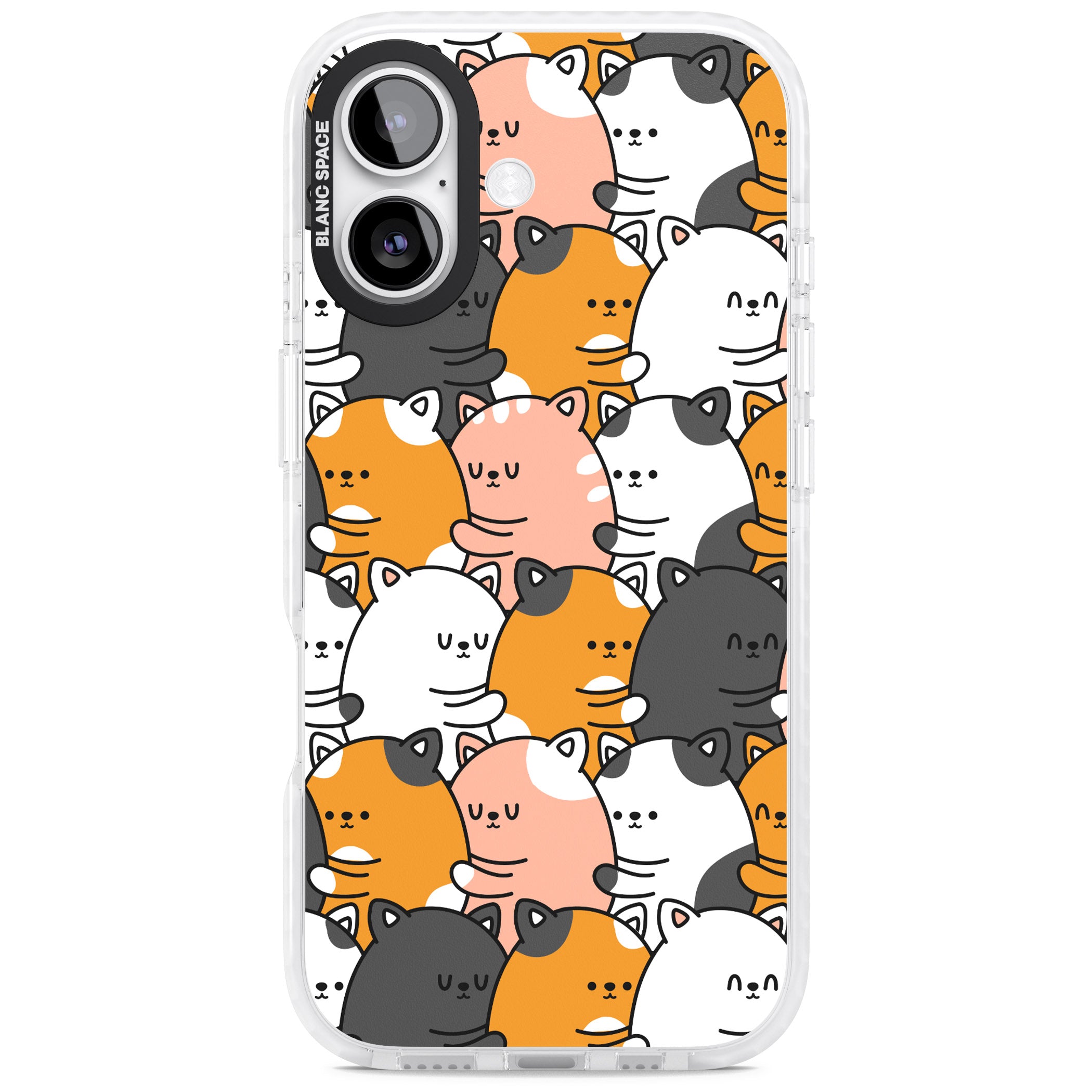 Spooning Cats Kawaii Pattern iPhone 17 Impact Pro Clear Phone Case