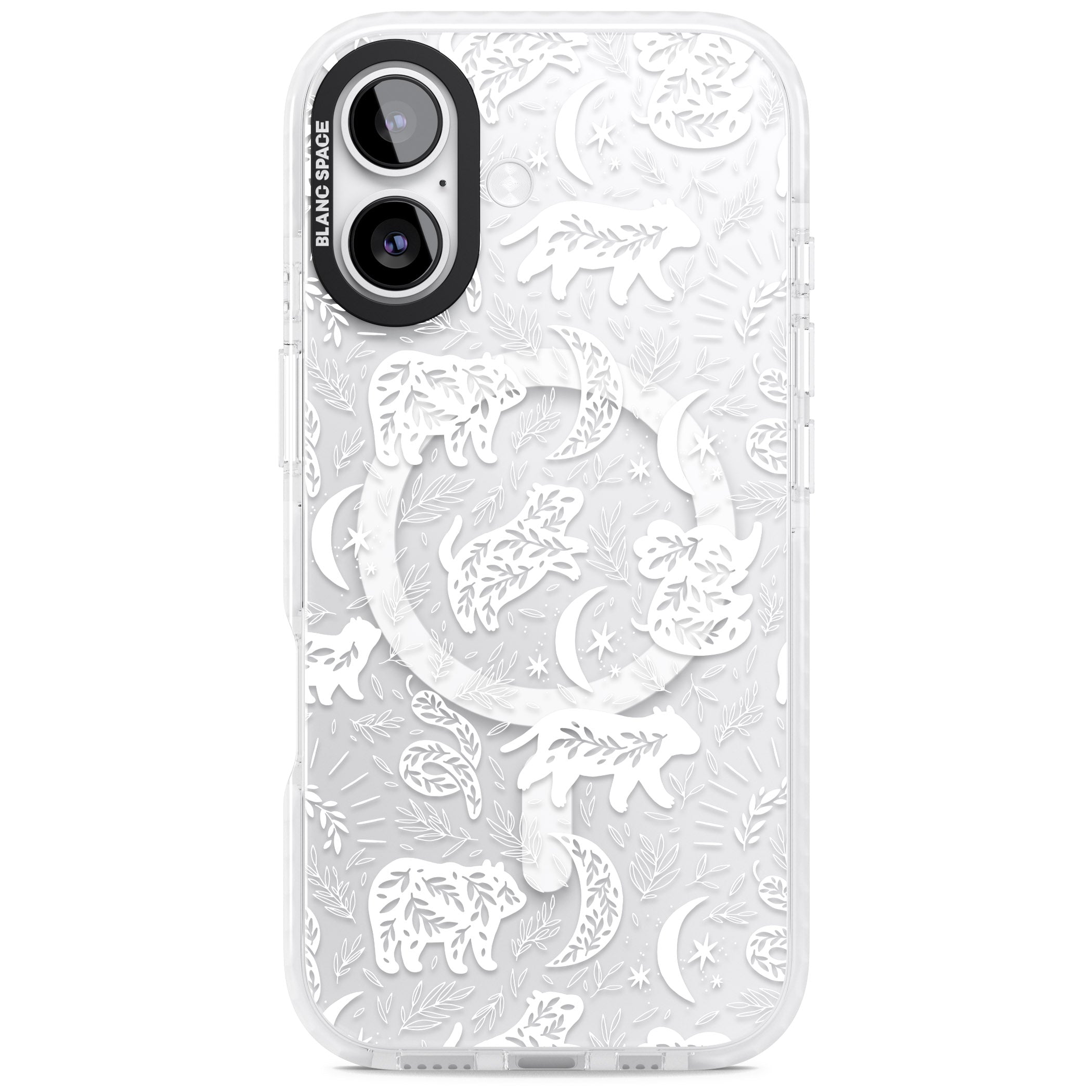 Forest Animal Silhouettes: White/Clear iPhone 17 Impact Pro Clear Phone Case