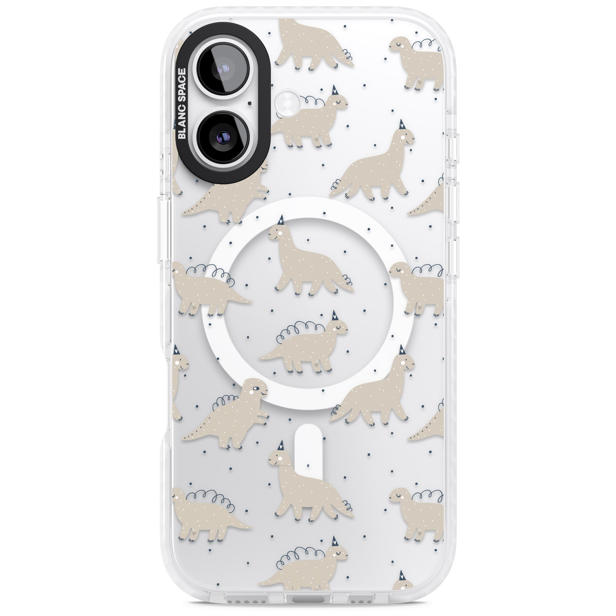 Adorable Dino Pattern iPhone 17 Impact Pro Clear Phone Case