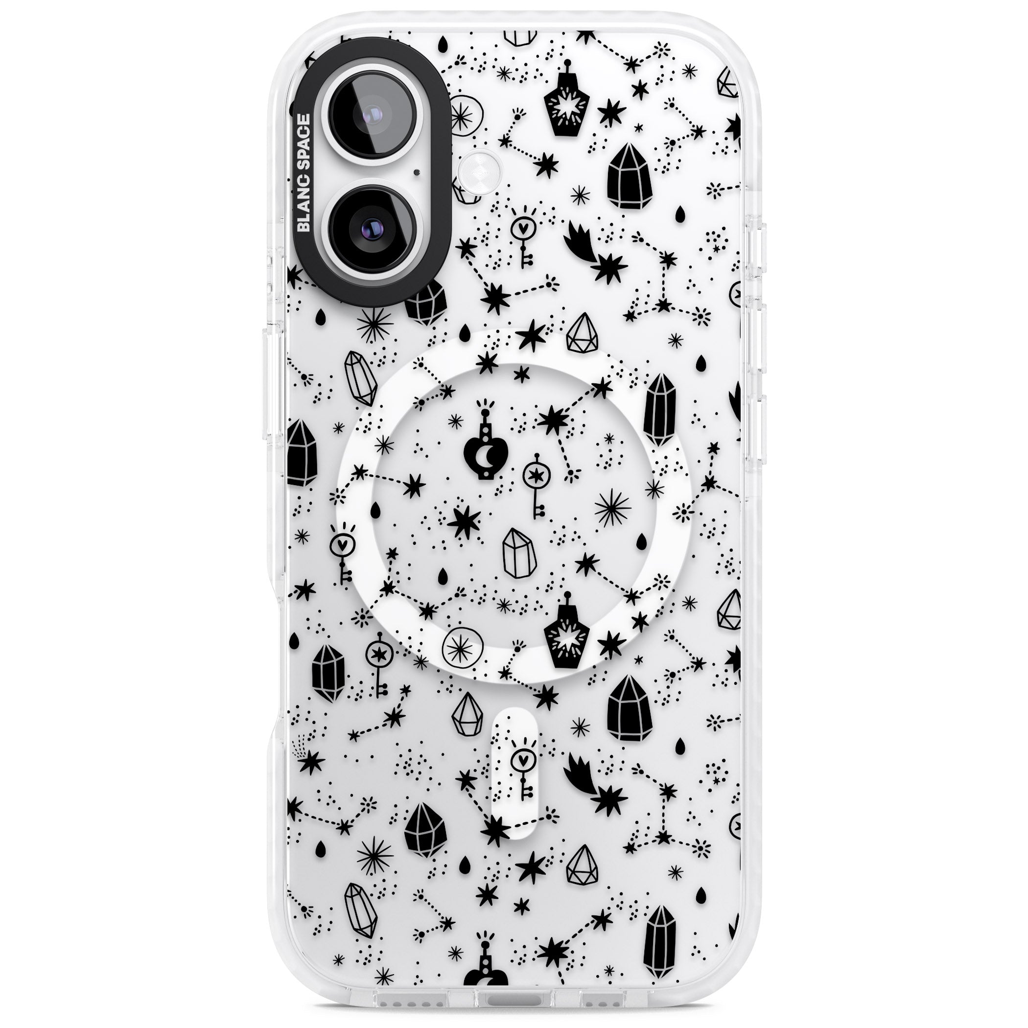 Black Cosmic Crystal iPhone 17 Impact Pro Clear Phone Case