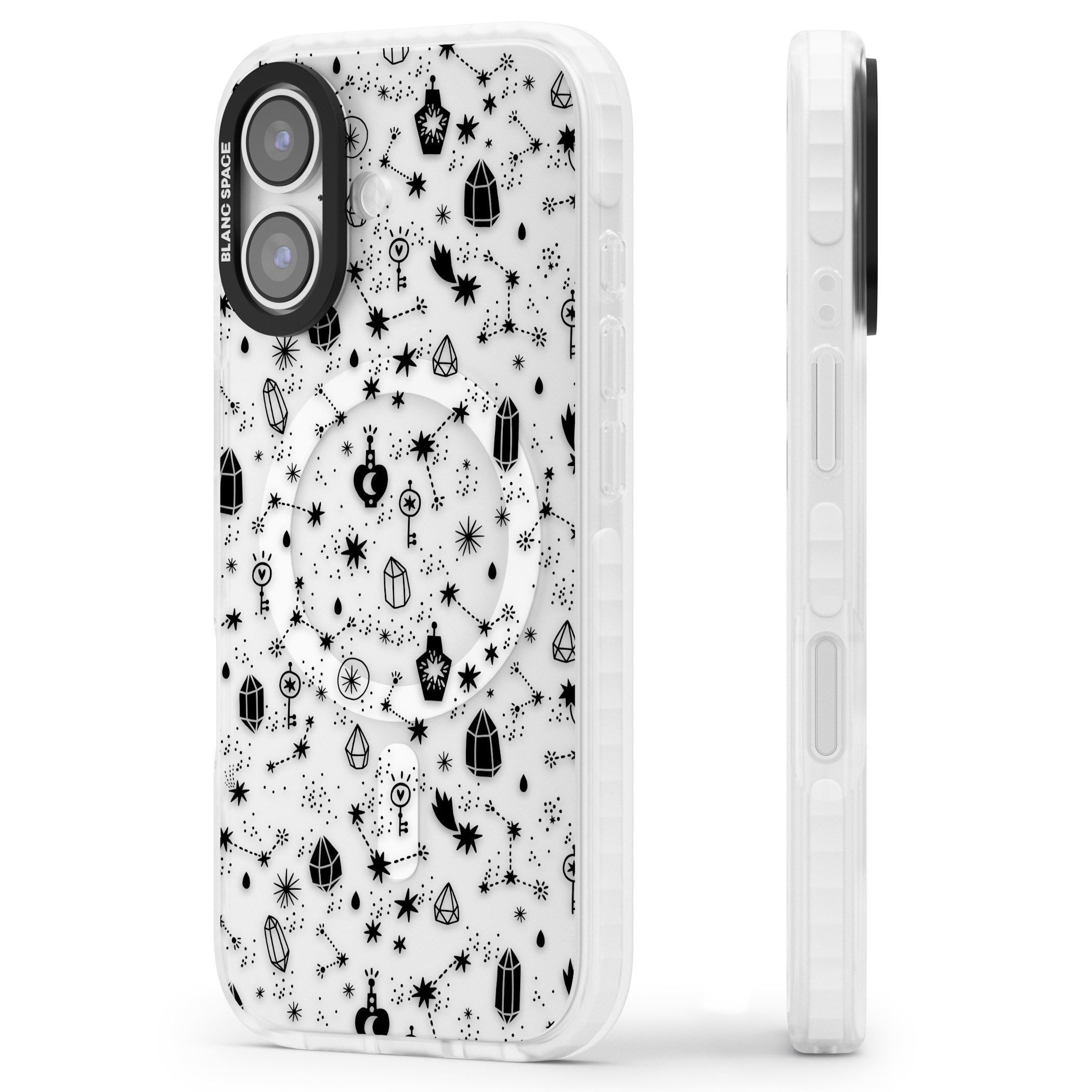 Black Cosmic Crystal iPhone 17 Impact Pro Clear Phone Case Side Profile
