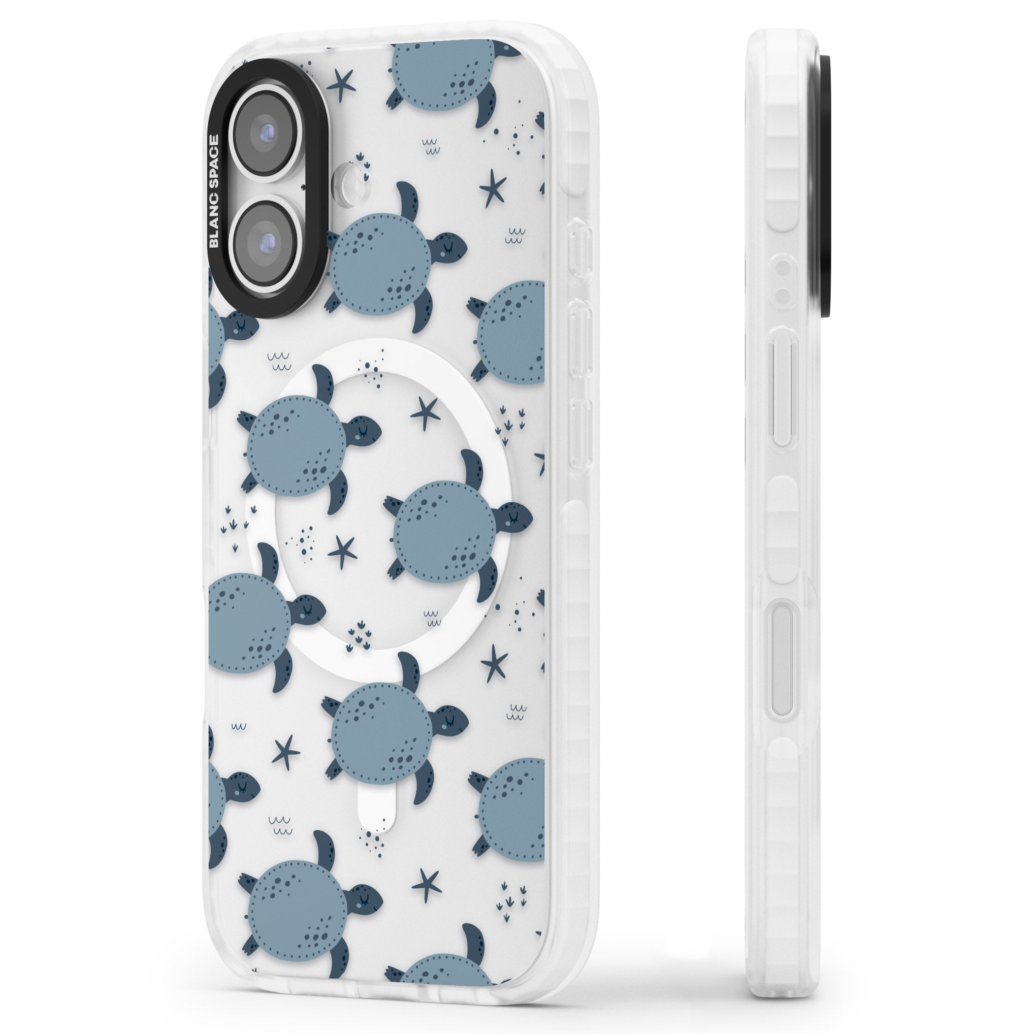 Under The Sea Patterns Sea Turtles (Clear) iPhone 17 Impact Pro Clear Phone Case Side Profile