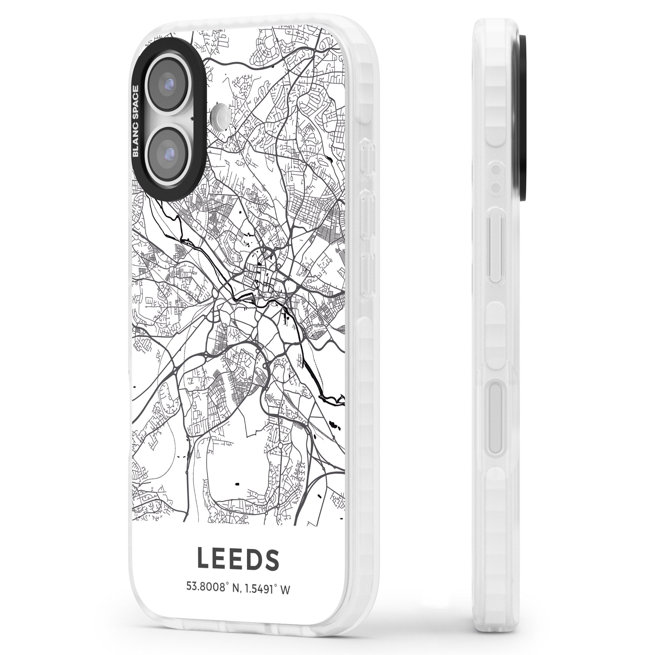 Leeds Map iPhone 17 Impact Pro Clear Phone Case Side Profile