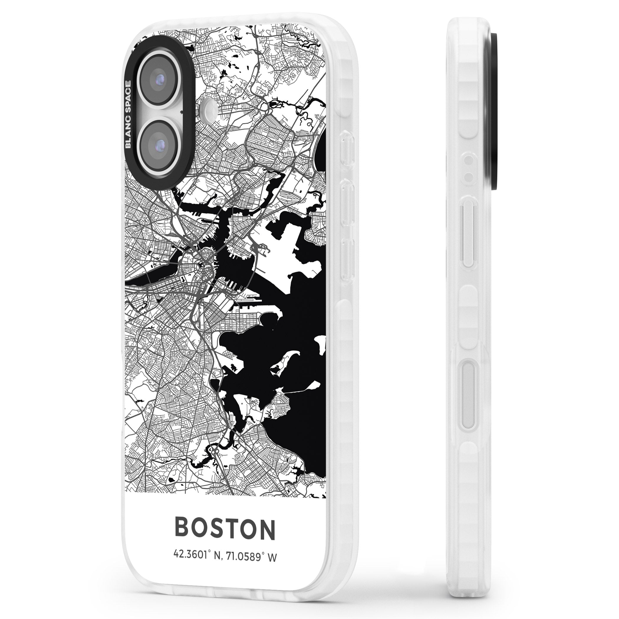 Boston Map iPhone 17 Impact Pro Clear Phone Case Side Profile