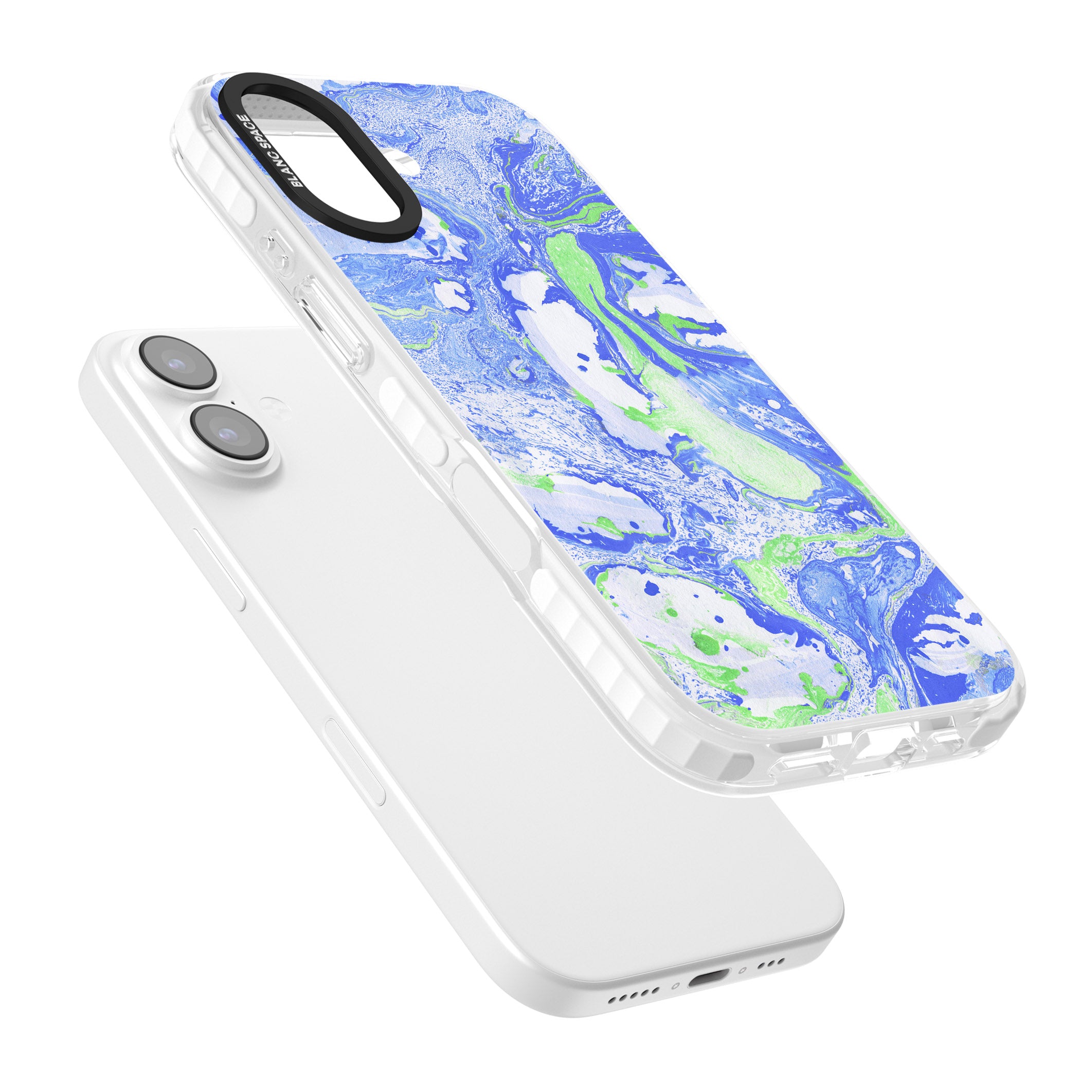 Dark Blue & Green Marbled Paper Pattern iPhone 17 Impact Pro Clear Phone Case Colours