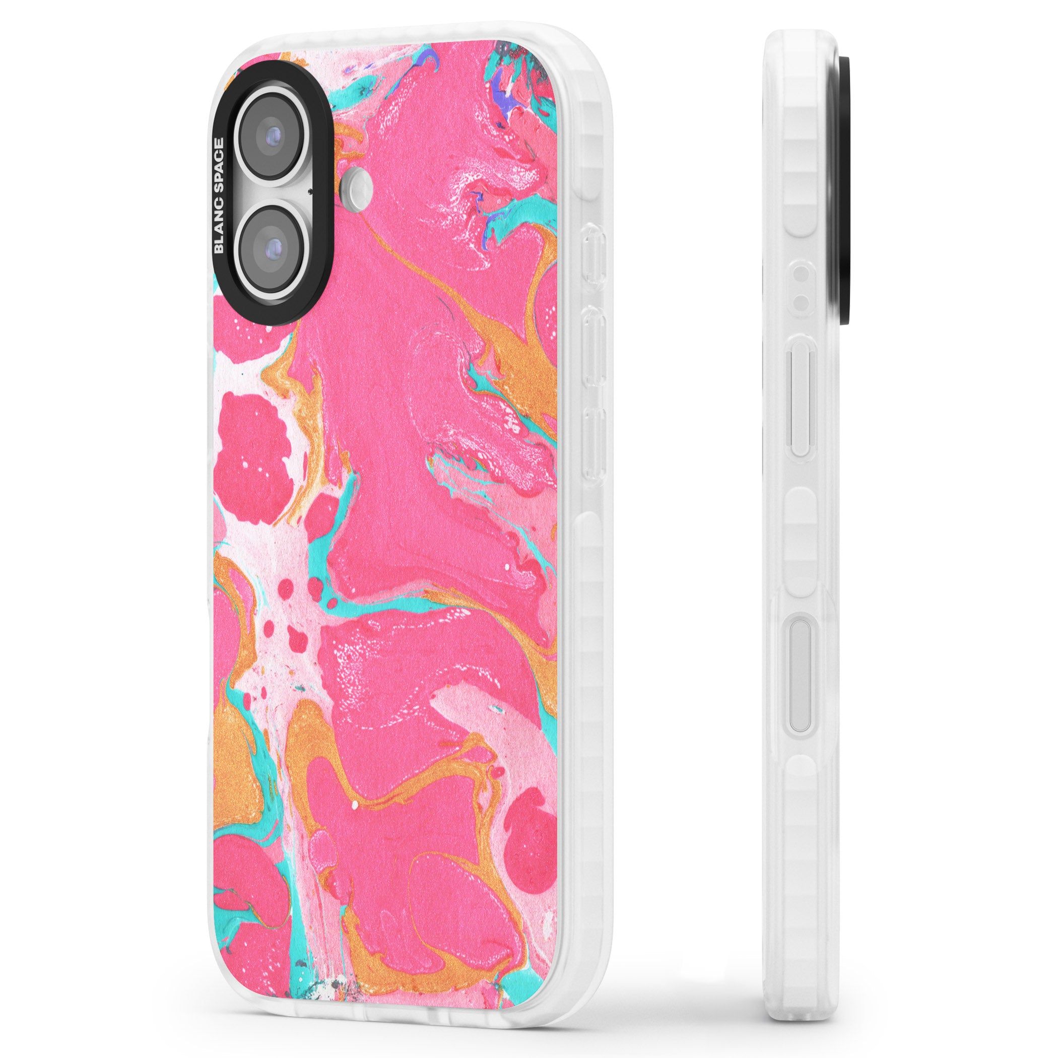 Vibrant Marbled Paper iPhone 17 Impact Pro Clear Phone Case Side Profile