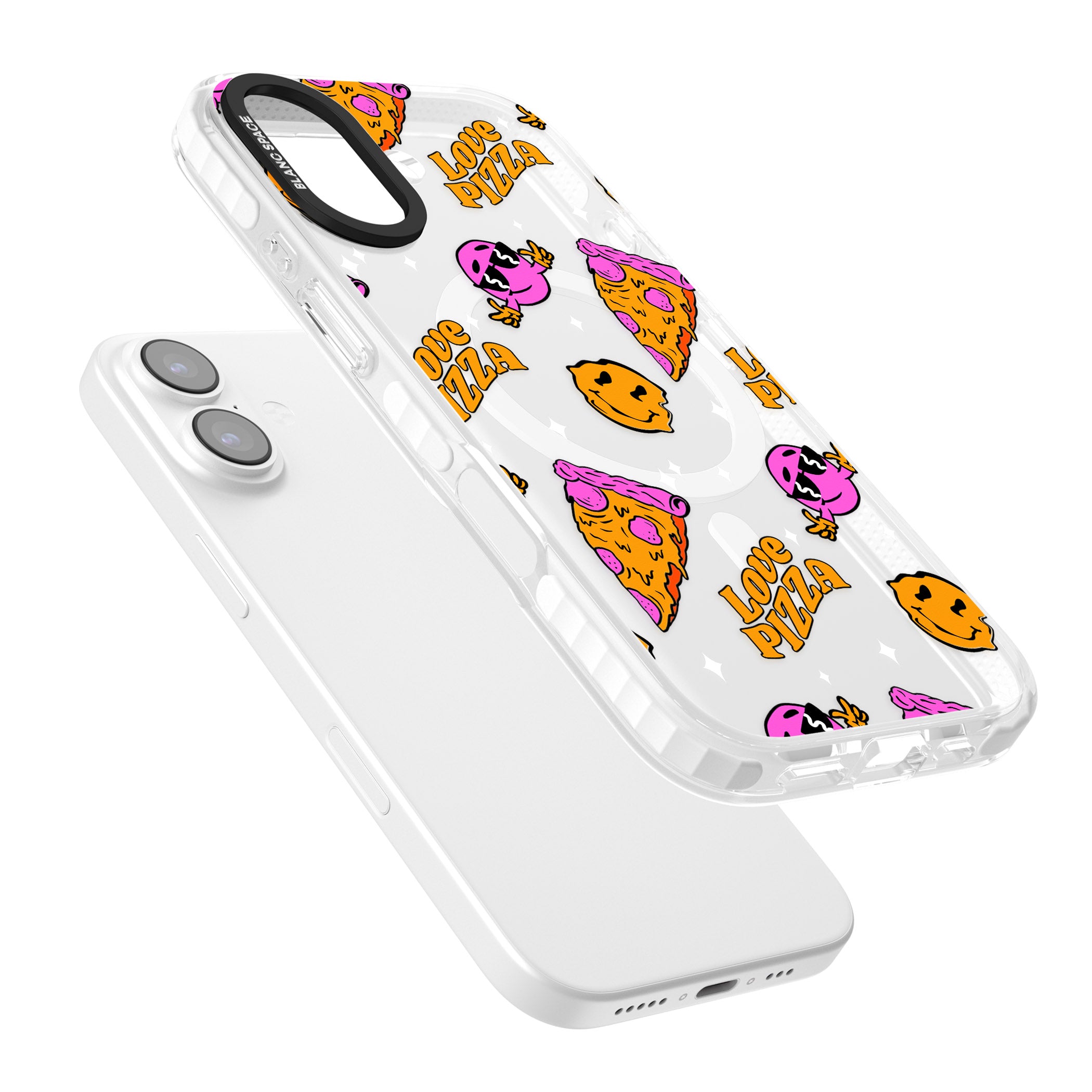 Psychedelic Love Pizza Pattern (Clear) iPhone 17 Impact Pro Clear Phone Case Colours