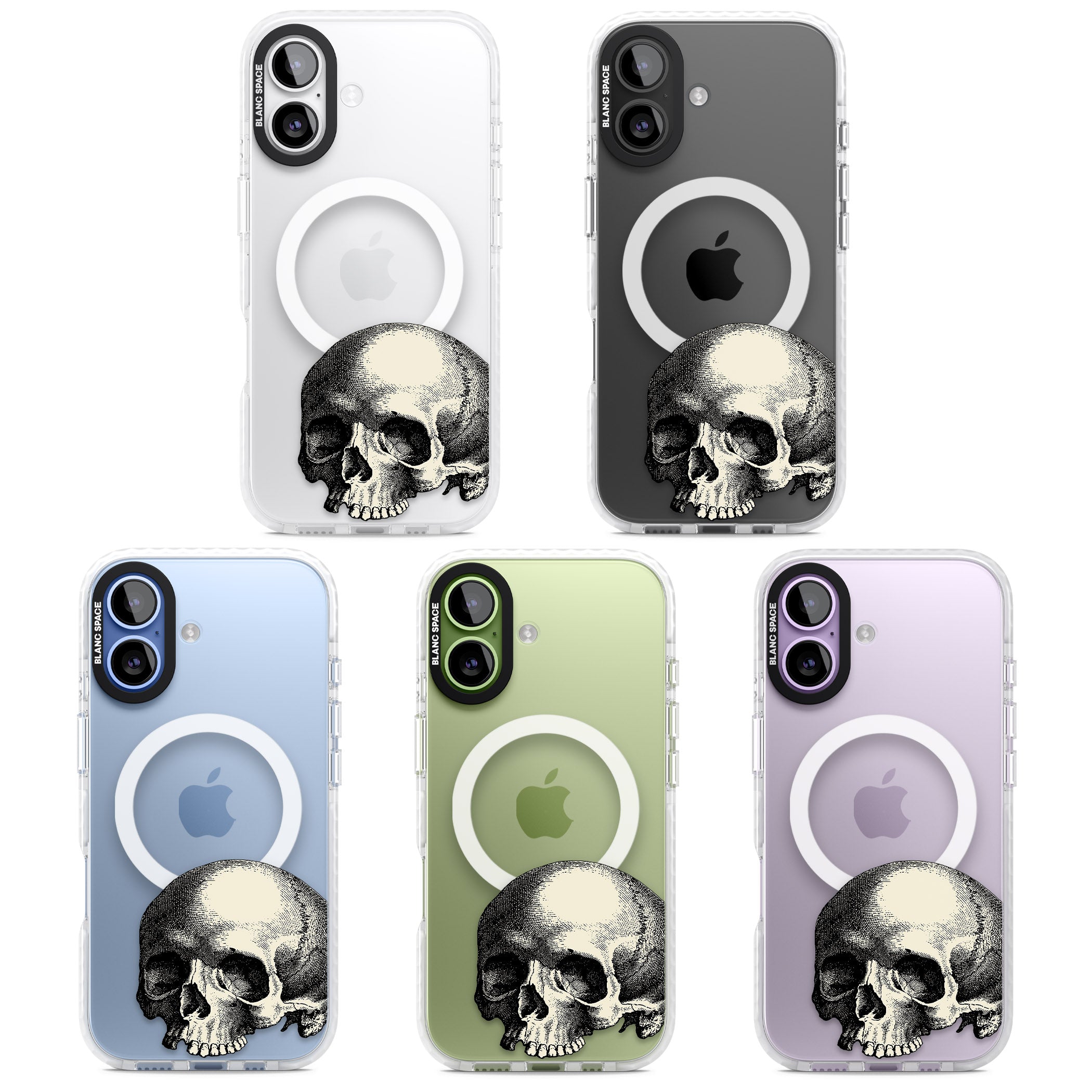 Minimal Vintage Skull iPhone 17 Impact Pro Clear Phone Case APT Impact Protection