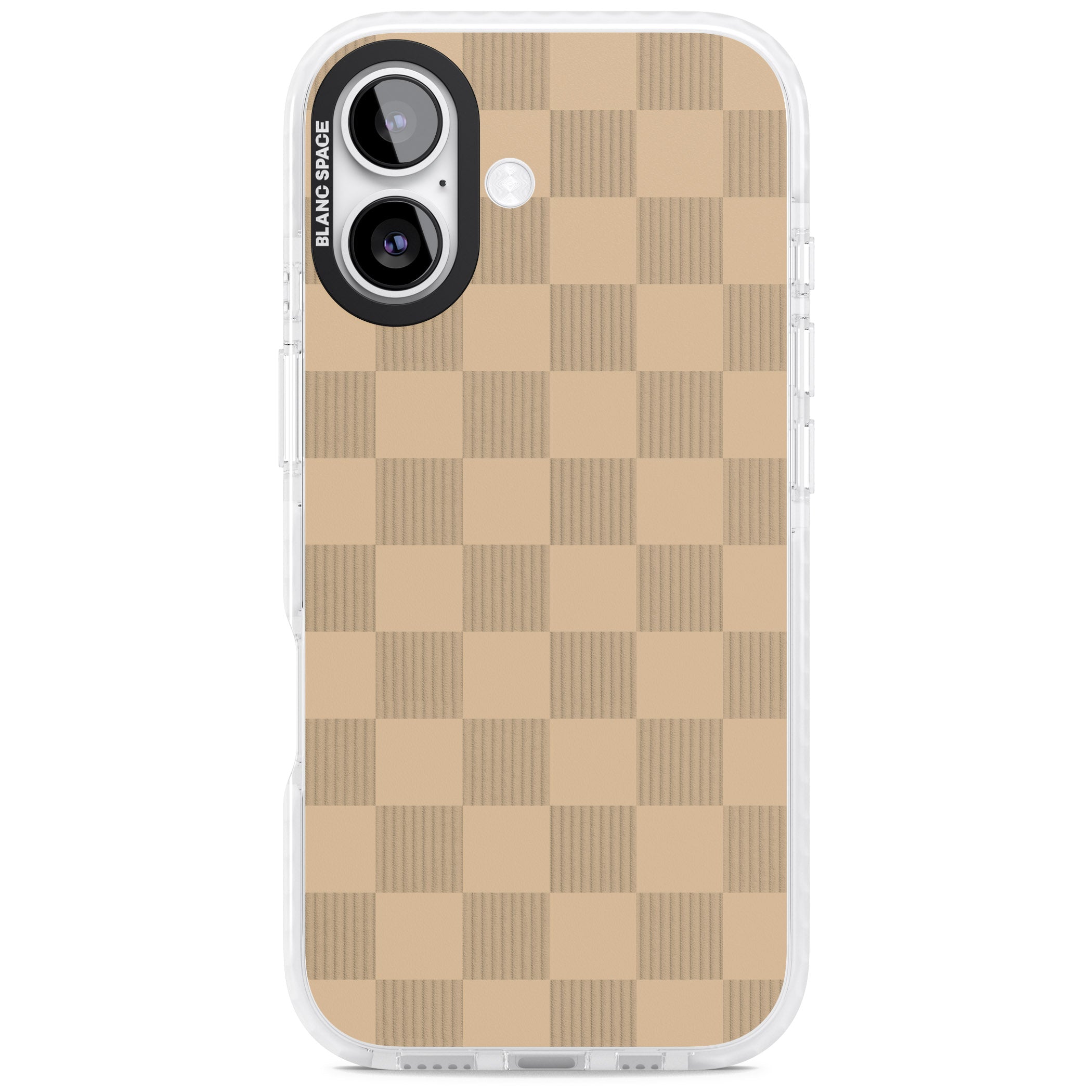 Beige Checkered iPhone 17 Impact Pro Clear Phone Case
