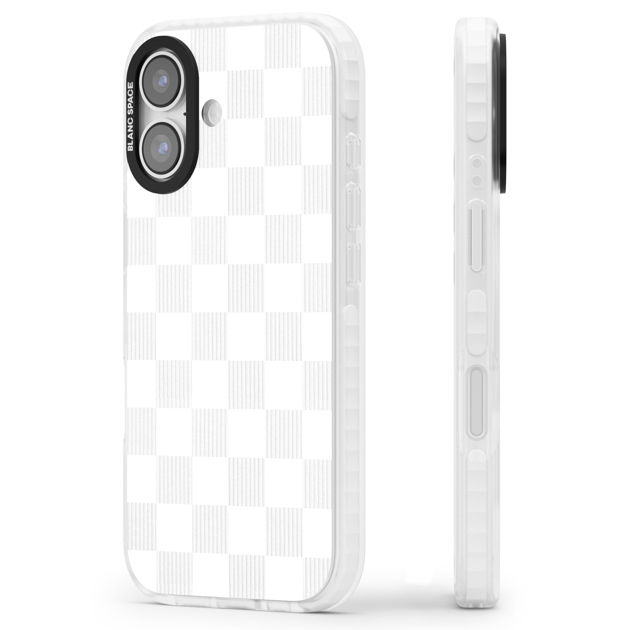 White Checkered iPhone 17 Impact Pro Clear Phone Case Side Profile