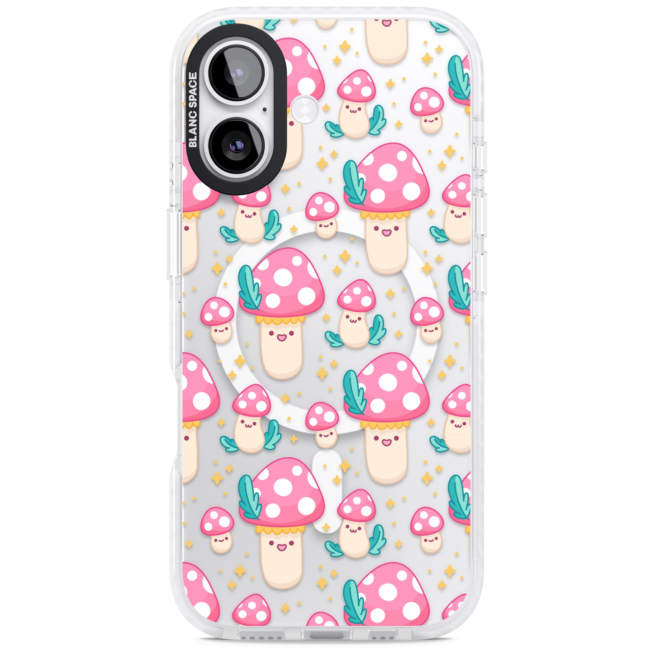 Cute Mushroom Pattern iPhone 17 Impact Pro Clear Phone Case
