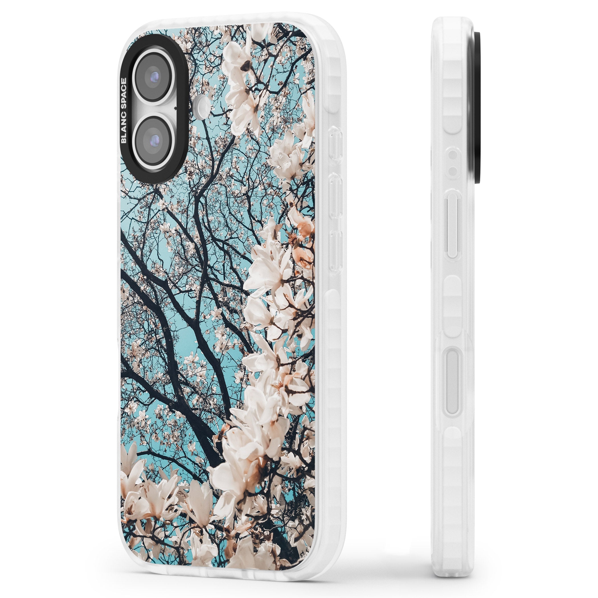Magnolia Bloom iPhone 17 Impact Pro Clear Phone Case Side Profile