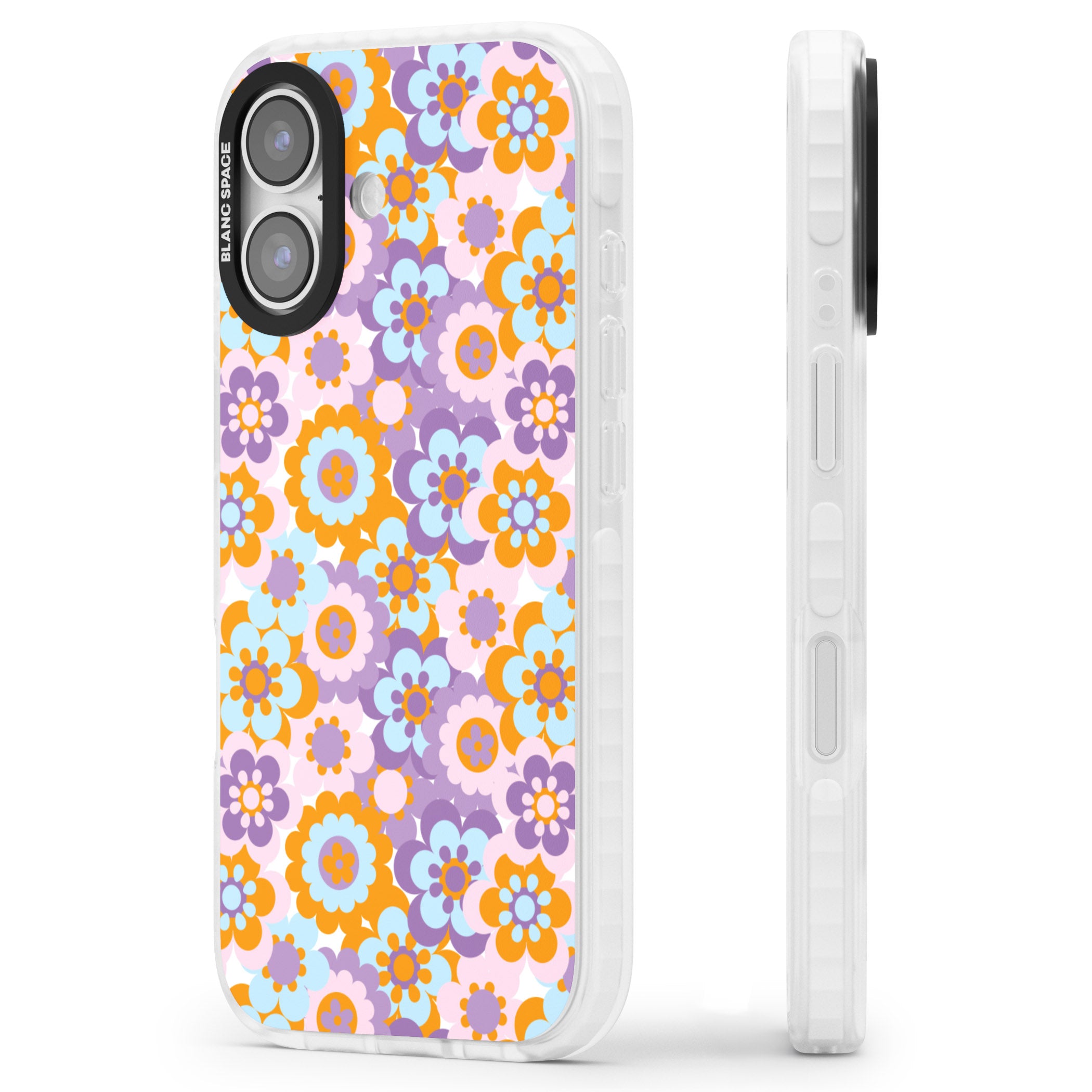 Flower Power Pattern iPhone 17 Impact Pro Clear Phone Case Side Profile