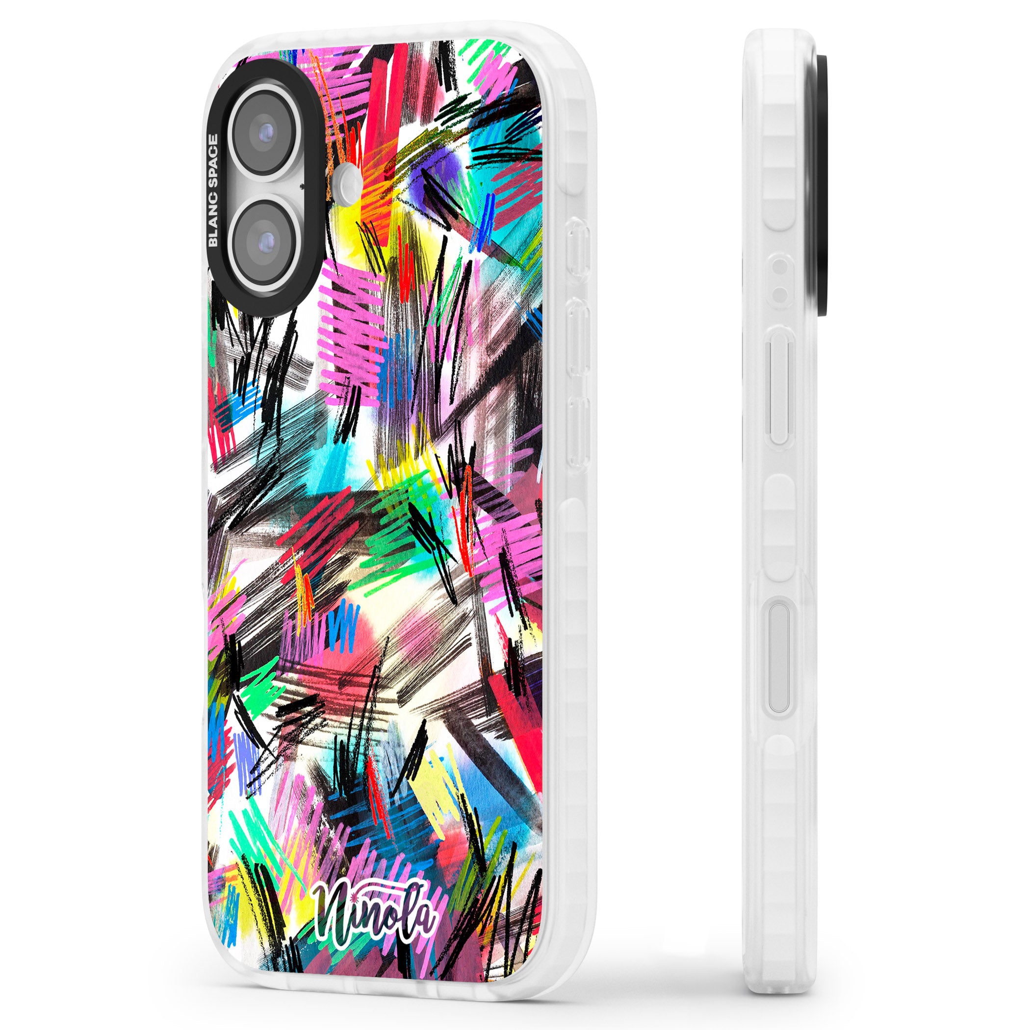 Wild Strokes Rainbow iPhone 17 Impact Pro Clear Phone Case Side Profile